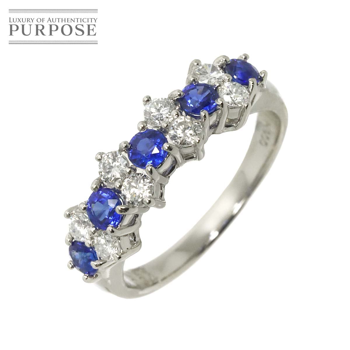 リング 8号 サファイヤ 0.58ct ダイヤ 0.34ct Pt プラチナ 指輪 Sapphire Ring 90310649