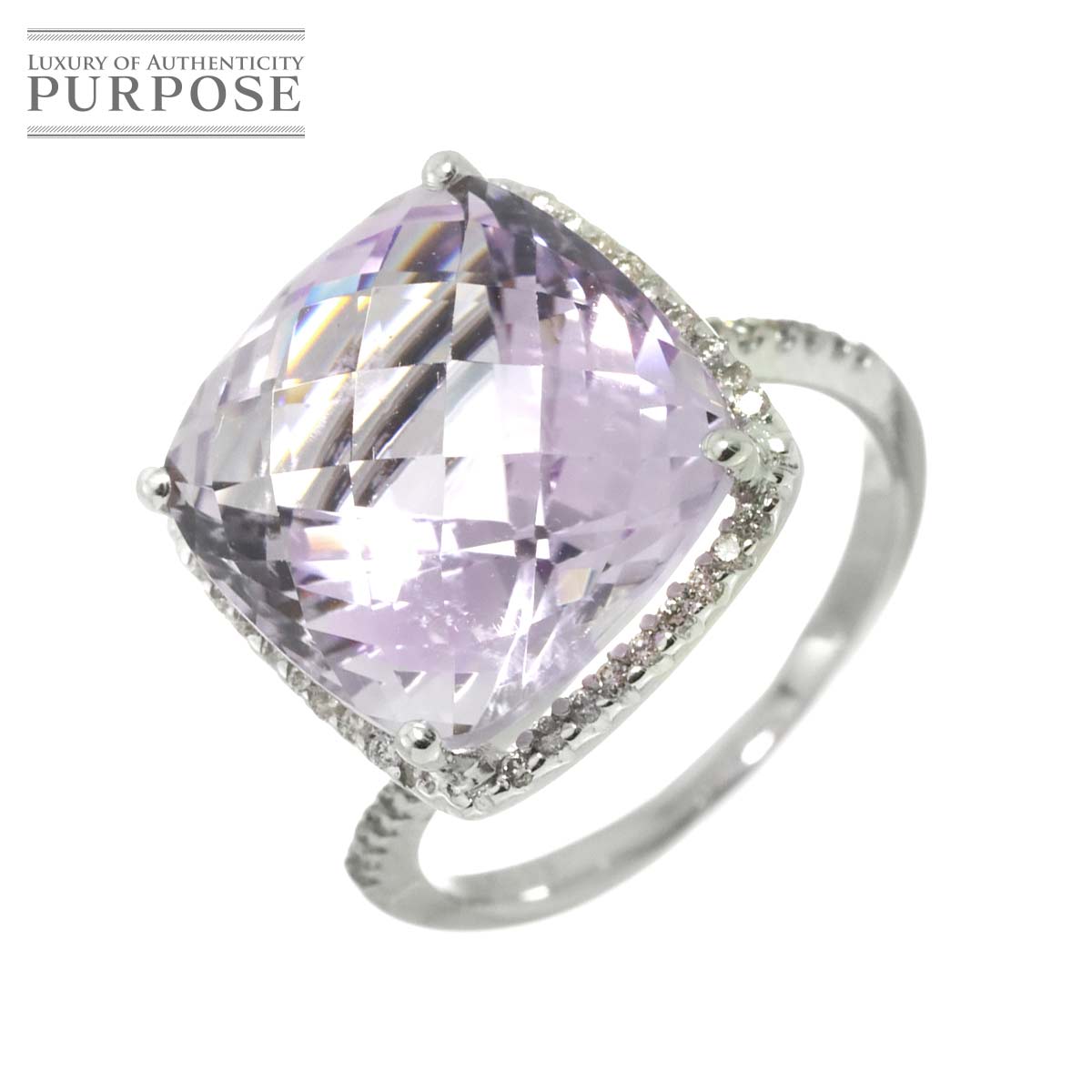 リング 10.5号 アメジスト 9.36ct ダイヤ 0.23ct K18 WG ホワイトゴールド 750 指輪 【ソーティング付き】 Amethyst Ring 90308771