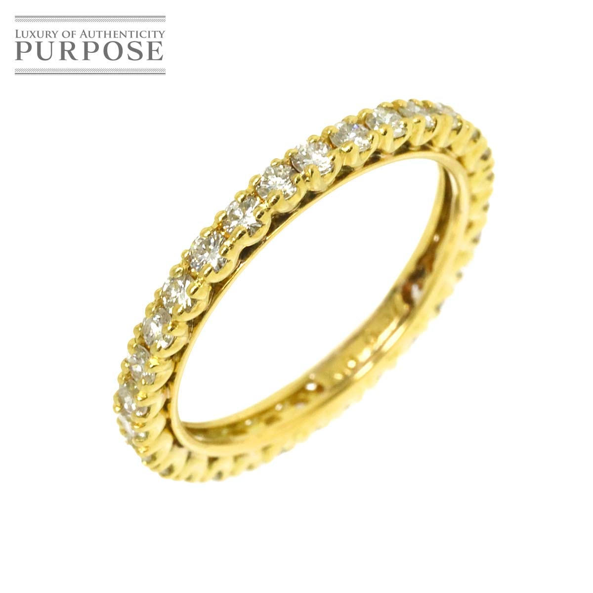 リング 7.5号 フルダイヤ 0.67ct K18 YG イエローゴールド 750 指輪 Diamond Ring 90312179