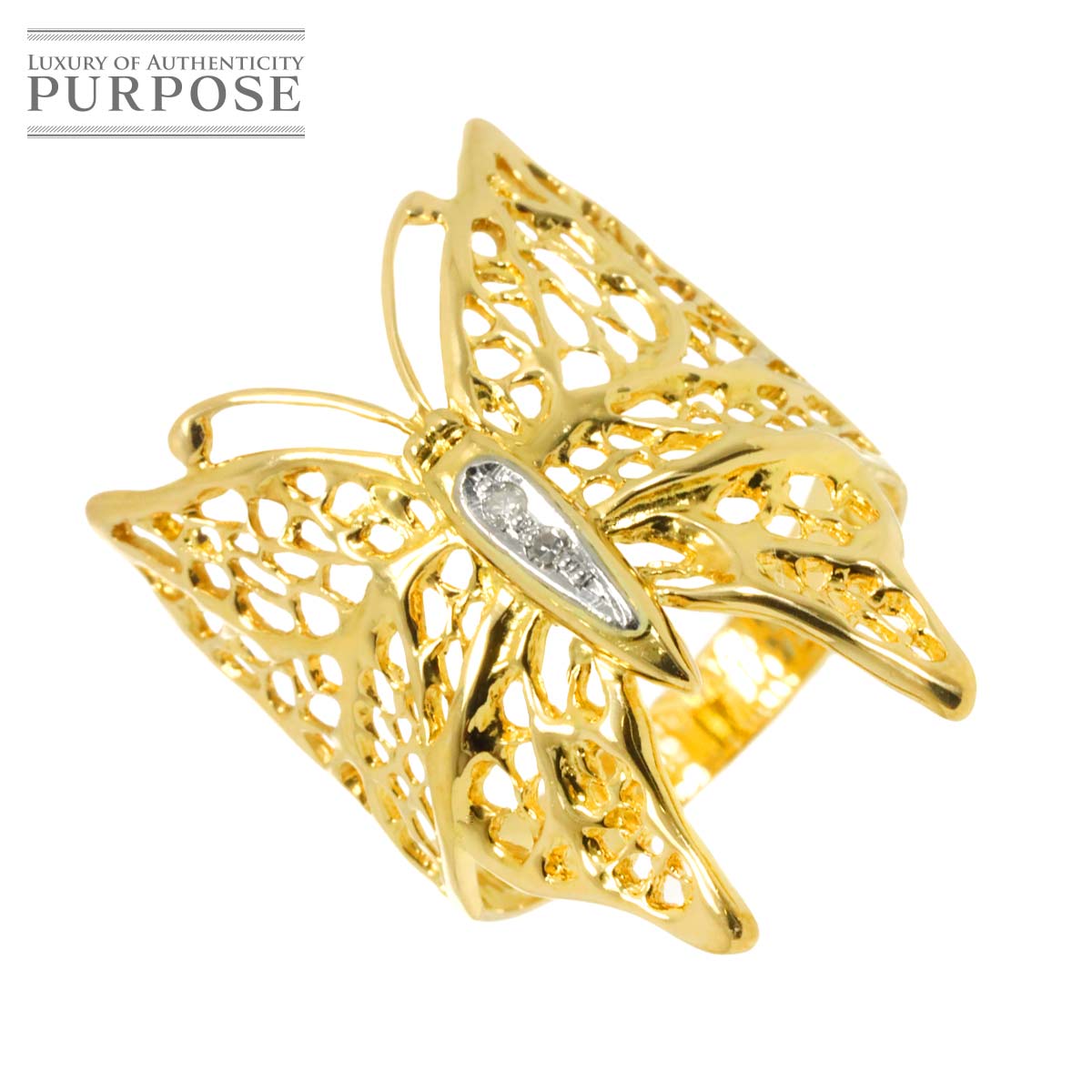 リング 13号 ダイヤ K18 YG Pt イエローゴールド 750 プラチナ 指輪 Diamond Ring 90310841