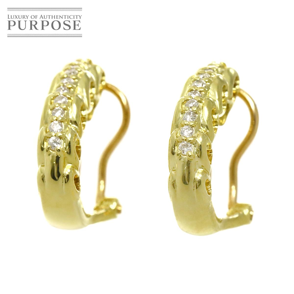 ダイヤ 0.10ct/0.10ct K18 YG イヤリング ピアス イエローゴールド 750 Diamond earrings pierced clip on 90310033