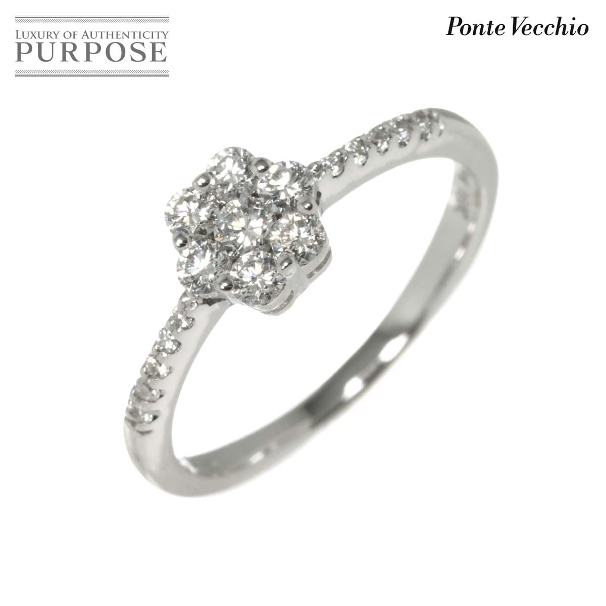 Ponte Vecchio 8号 リング ダイヤ 0.32ct K18 WG ホワイトゴールド 750 指輪 フラワー Diamond Ring ポンテヴェキオ 90309462