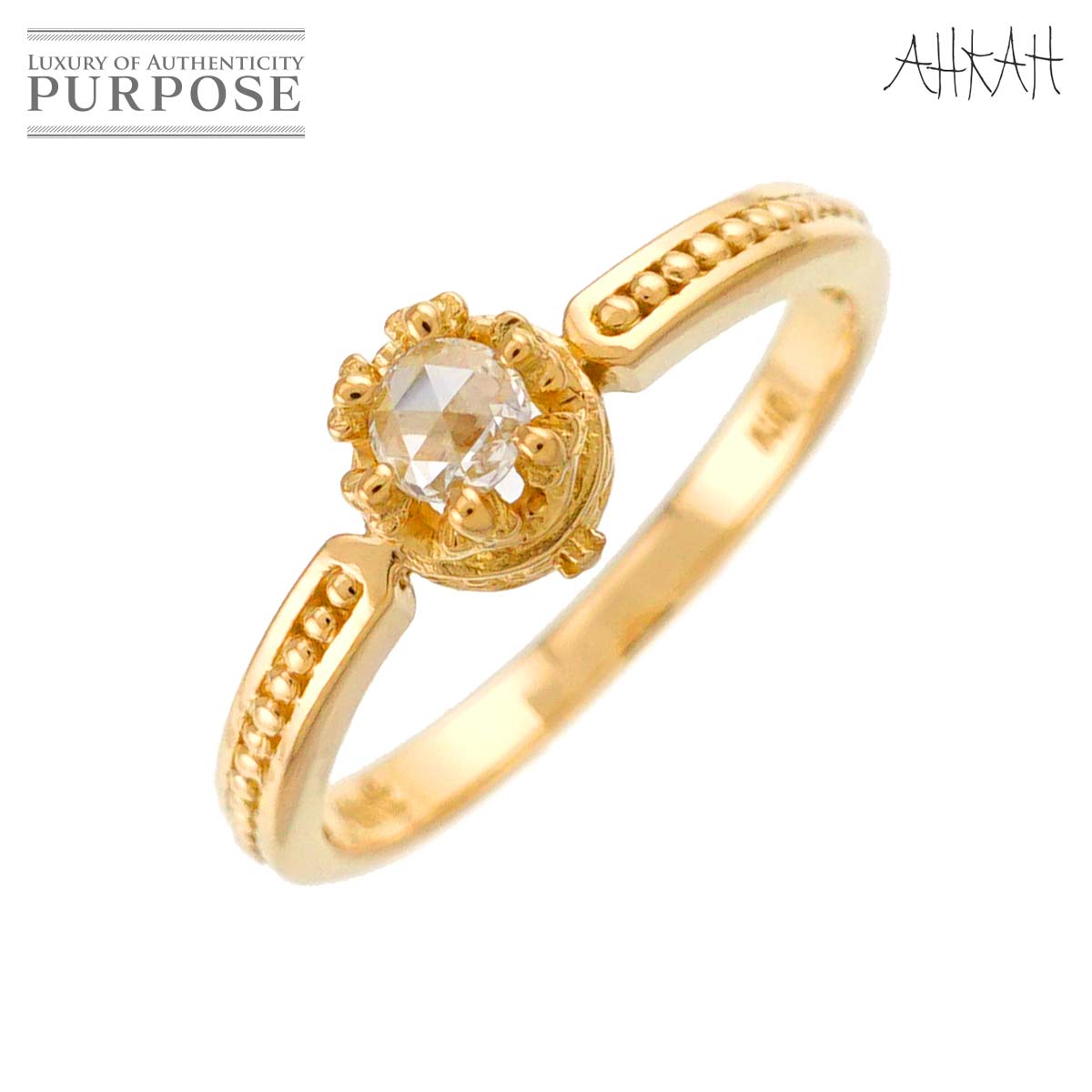 AHKAH 9.5号 リング ダイヤ K18 YG イエローゴールド 750 指輪 Diamond Ring アーカー 90311314