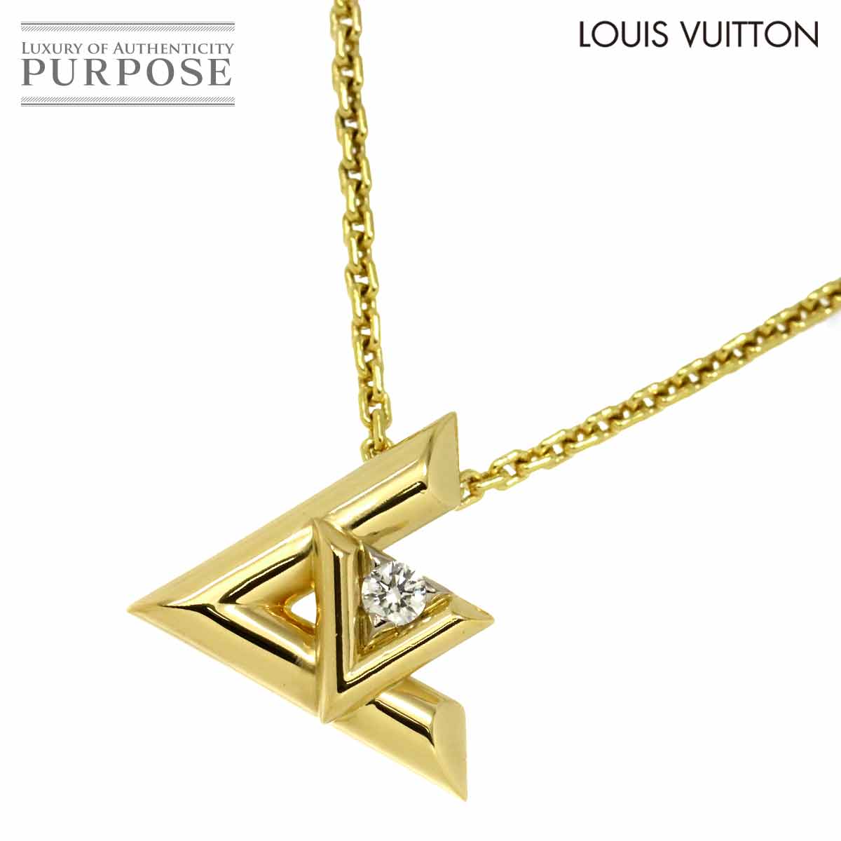 LOUIS VUITTON ヴォルト ワン ダイヤ ネックレス 55cm K18 YG イエローゴールド 750 Necklace ルイ ヴィトン 90311435