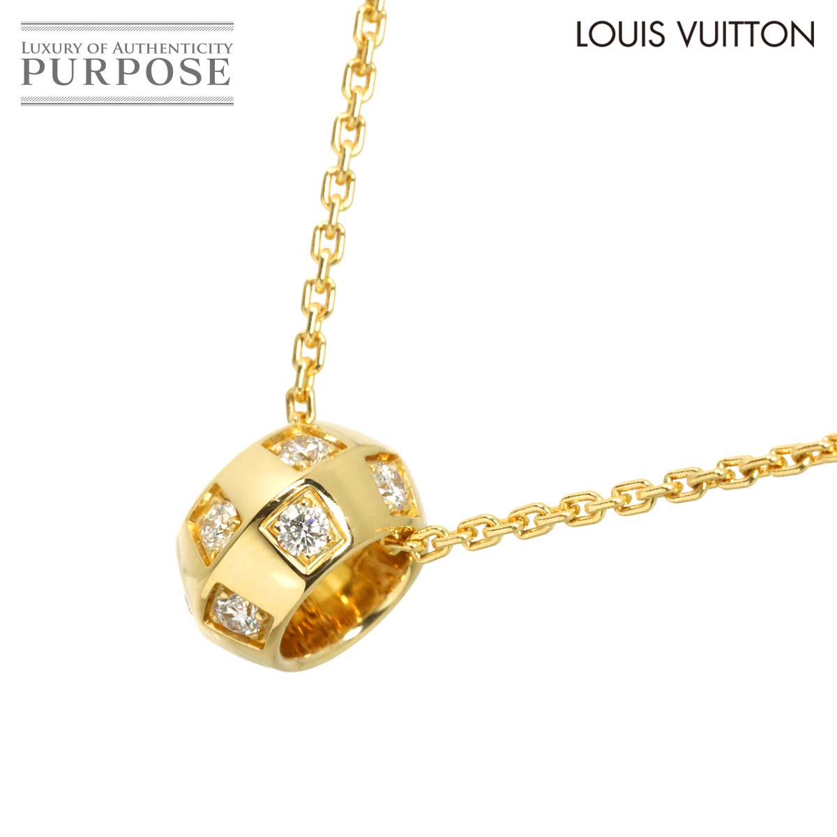 LOUIS VUITTON ル ダミエ ドゥ ダイヤ ネックレス 50cm K18 YG イエローゴールド 750 Necklace ルイ ヴィトン 90311537