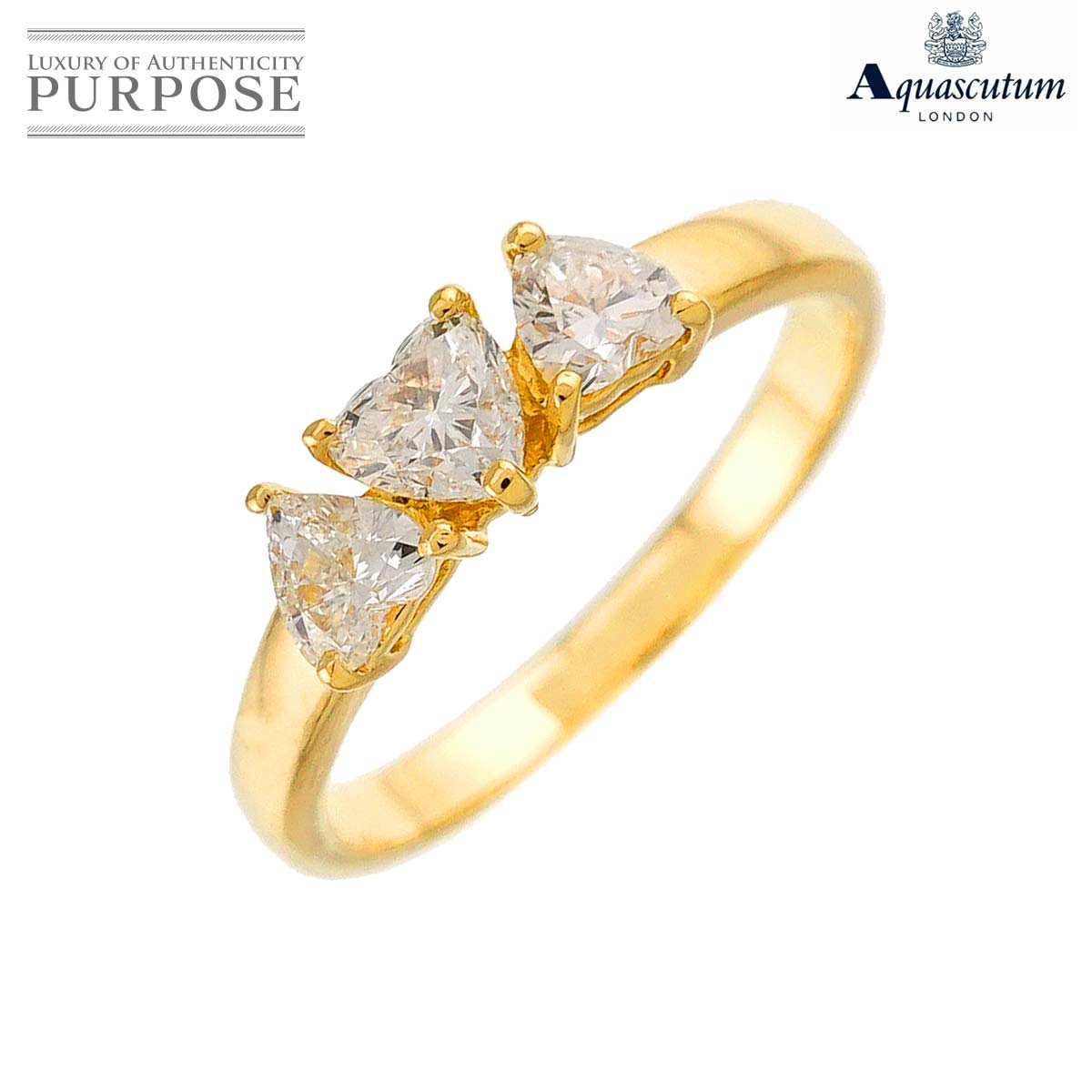 Aquascutum 12号 リング ダイヤ K18 YG イエローゴールド 750 指輪 Diamond Ring アクアスキュータム 90312768
