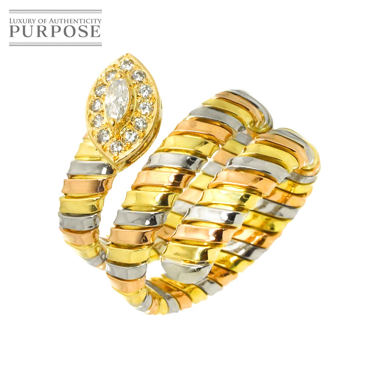 リング 12号 ダイヤ 0.22ct K18 YG PG WG イエロー ピンク ホワイト ゴールド 750 指輪 Diamond Ring 90312254