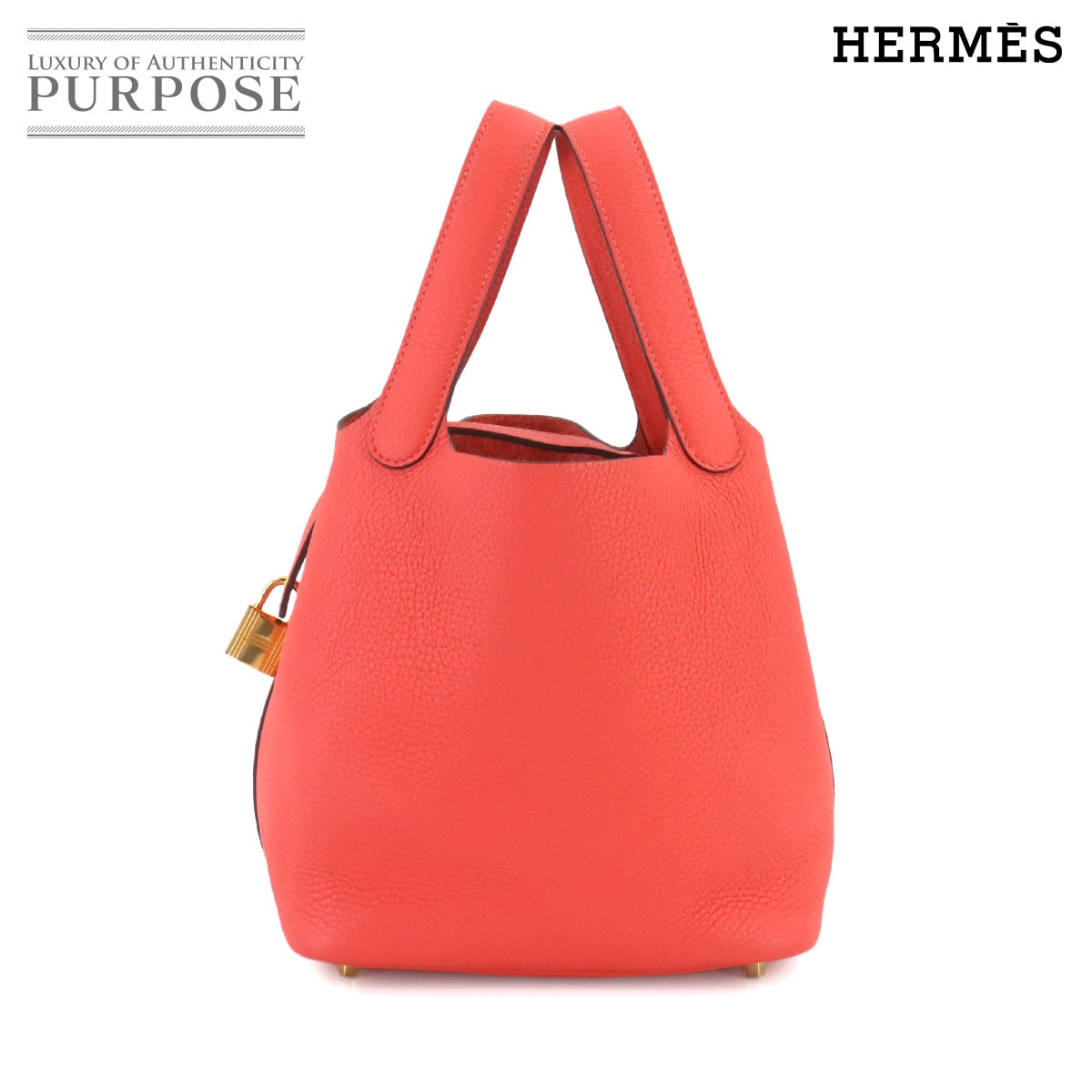 HERMES ピコタンロック PM ハンド バッグ トリヨンクレマンス ルージュピヴォワンヌ D刻印 ゴールド 金具 エルメス 90245209