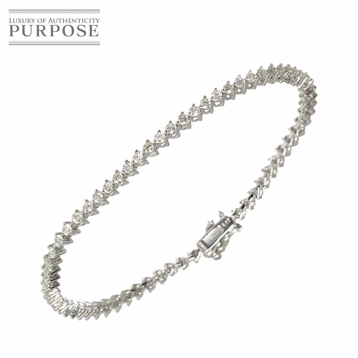 ダイヤ 2.00ct ブレスレット 15.5cm K18 WG ホワイトゴールド 750 Diamond Bracelet 90310930