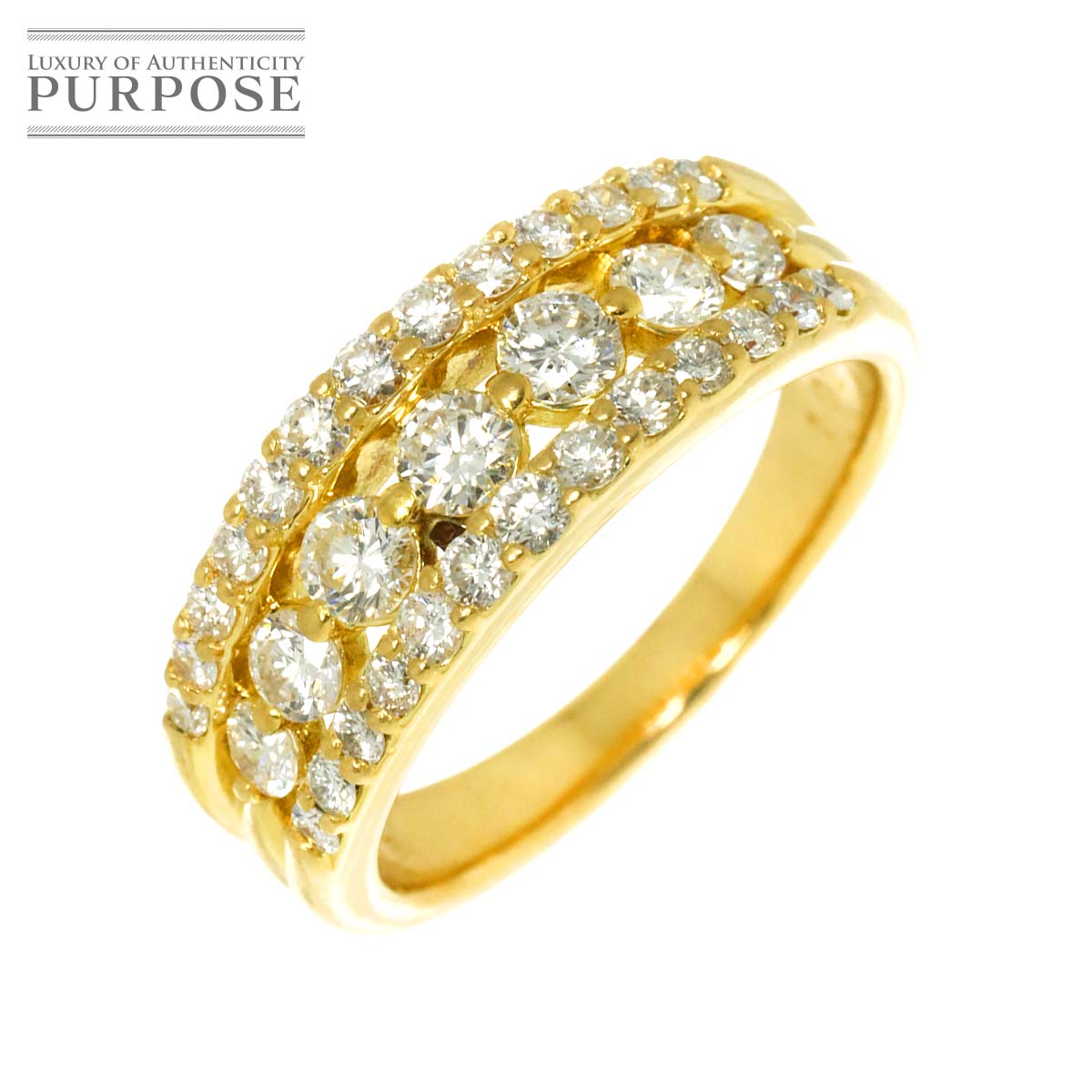 リング 12号 ダイヤ 1.02ct K18 YG イエローゴールド 750 指輪 Diamond Ring 90314980