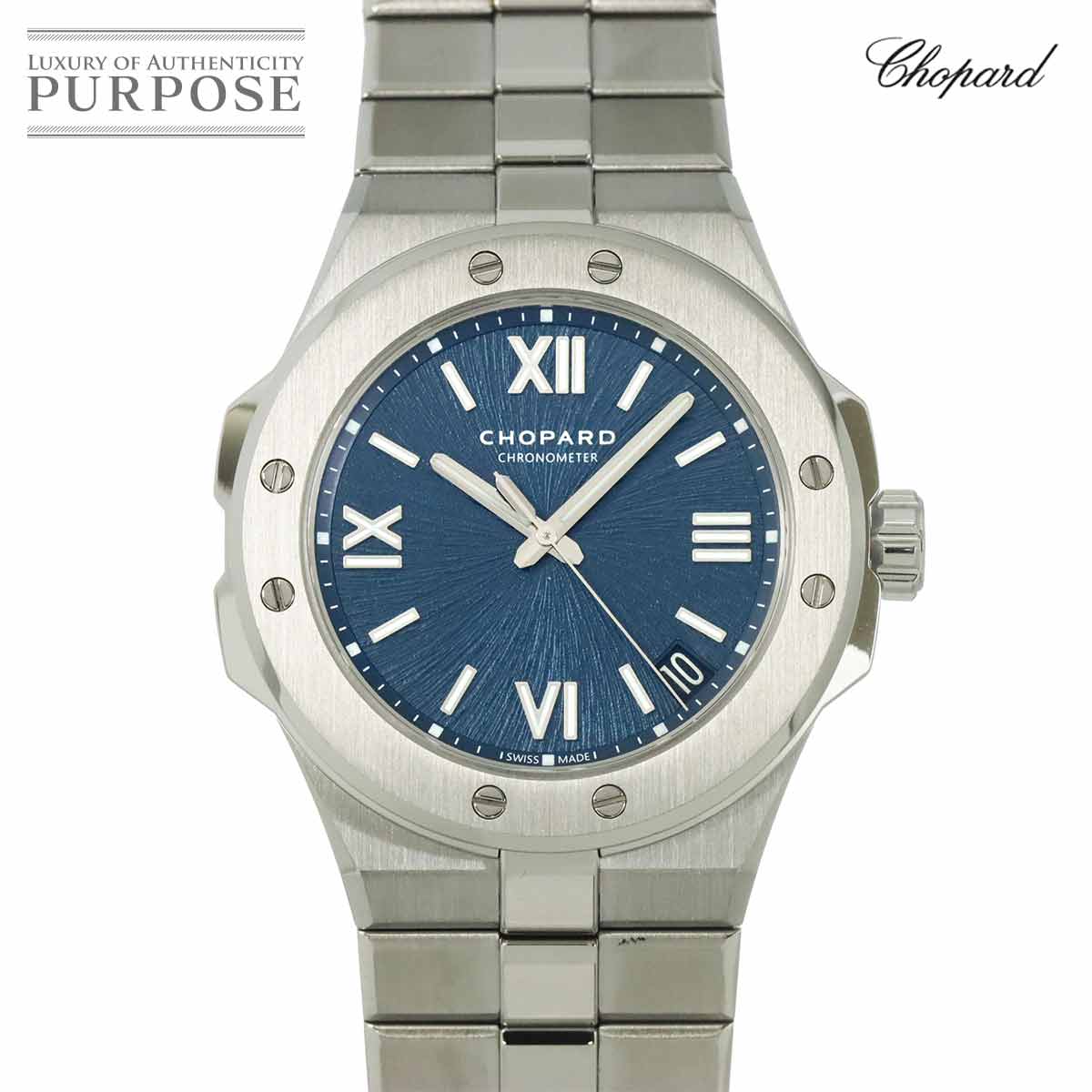 Chopard アルパイン イーグル ラージ 298600-3001 メンズ 腕時計 デイト ブルー 自動巻き ウォッチ Alpine ショパール 90308955