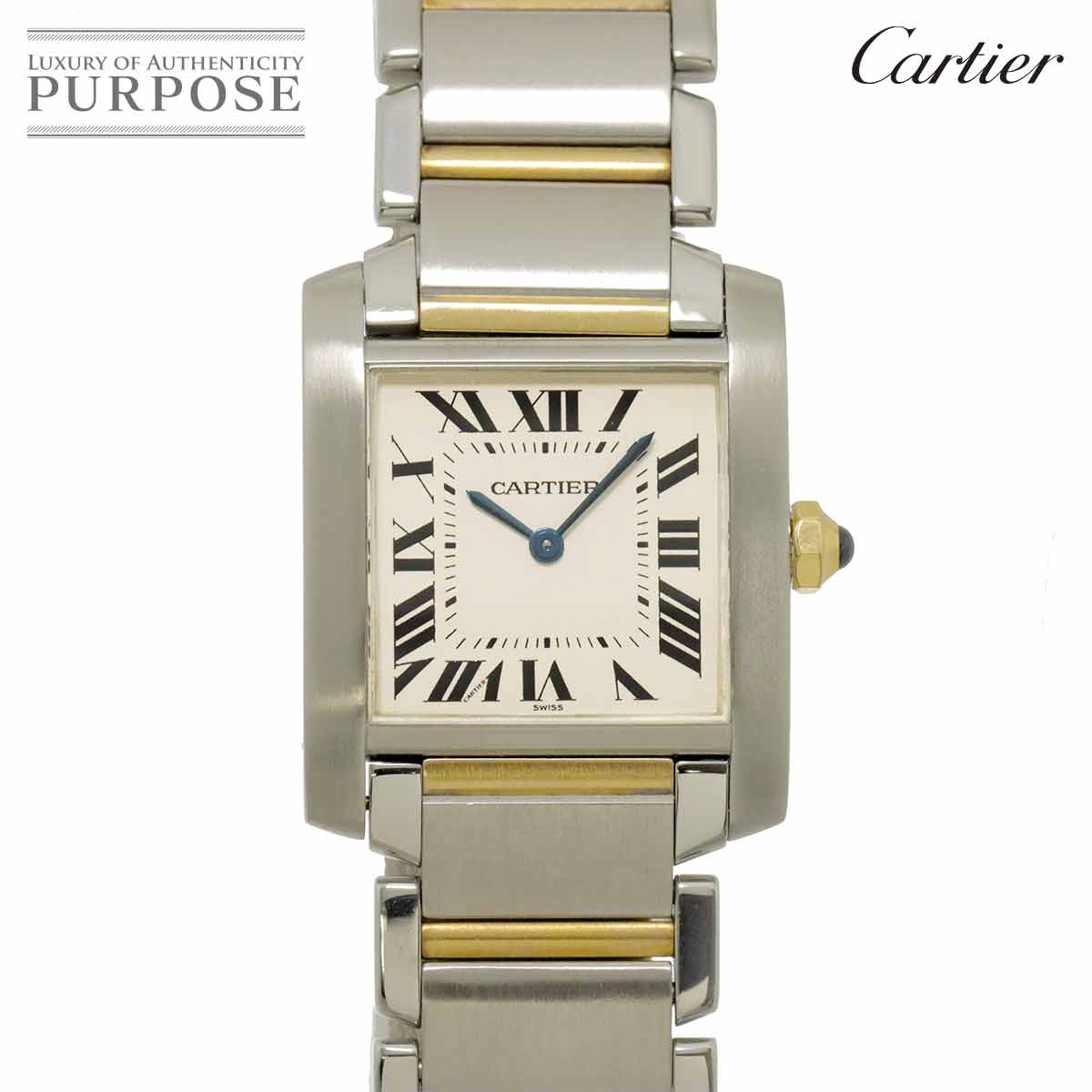 Cartier タンクフランセーズMM コンビ W51006Q4 ボーイズ 腕時計 アイボリー YG クォーツ ウォッチ Tank Francaise カルティエ 90309035