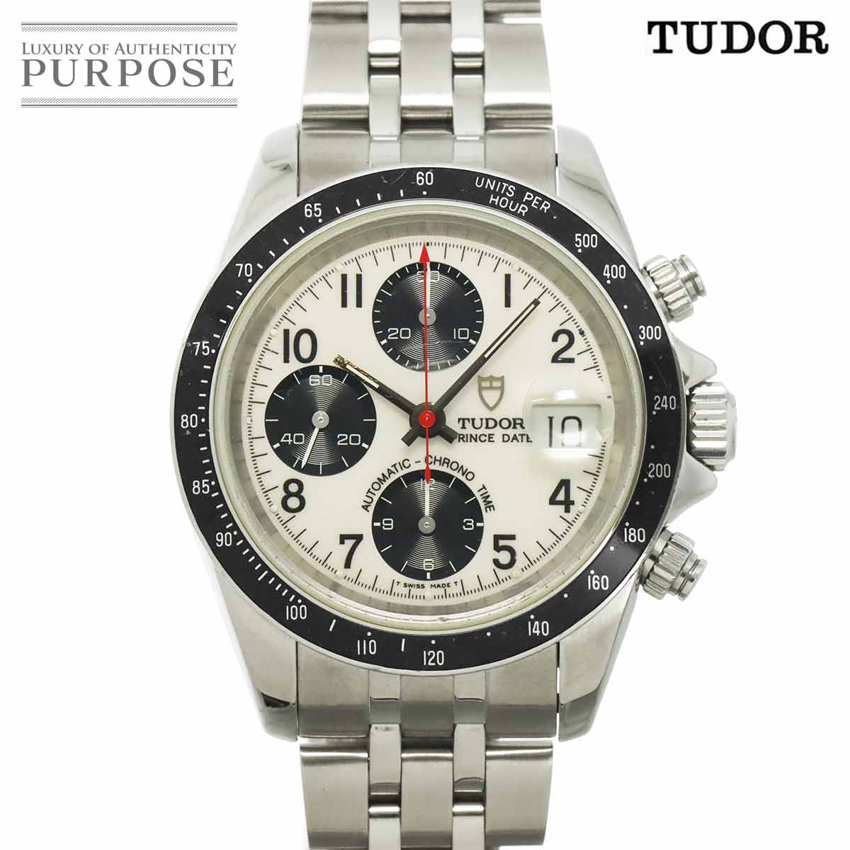 TUDOR クロノタイム プリンスデイト 79260P メンズ 腕時計 ホワイト オートマ 自動巻き ウォッチ Chrono time チューダー チュードル 90314852