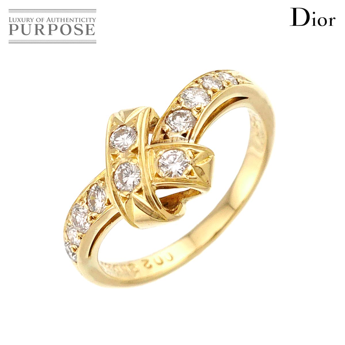 Christian Dior 12.5号 リング ダイヤ K18 YG イエローゴールド 750 指輪 Diamond Ring クリスチャン ディオール 90311337