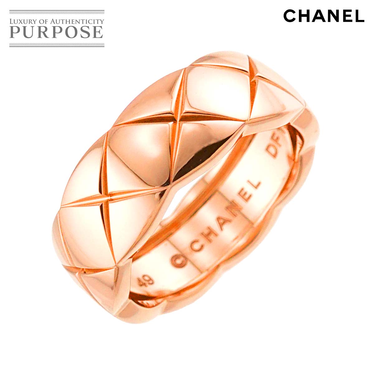 CHANEL ココクラッシュ ミディアム MM #49 リング K18 PG ピンクゴールド 750 指輪 マトラッセ Coco Crush Ring【証明書付き】シャネル 90312283