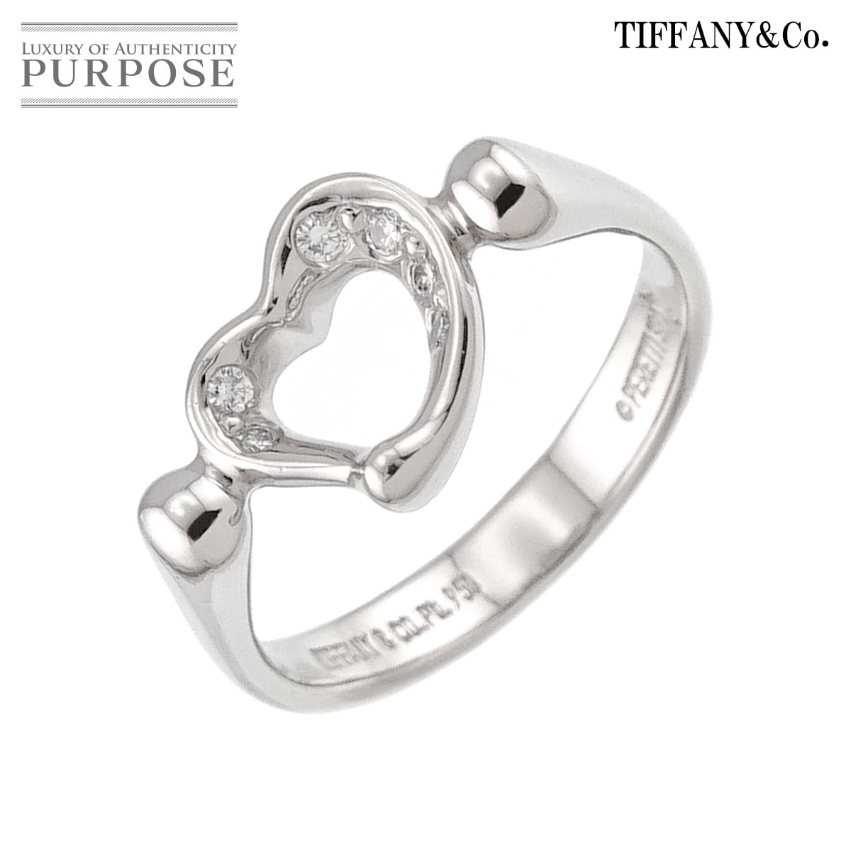 TIFFANY&Co. オープンハート 11号 リング ダイヤ Pt プラチナ 指輪 Diamond Ring ティファニー 90312750