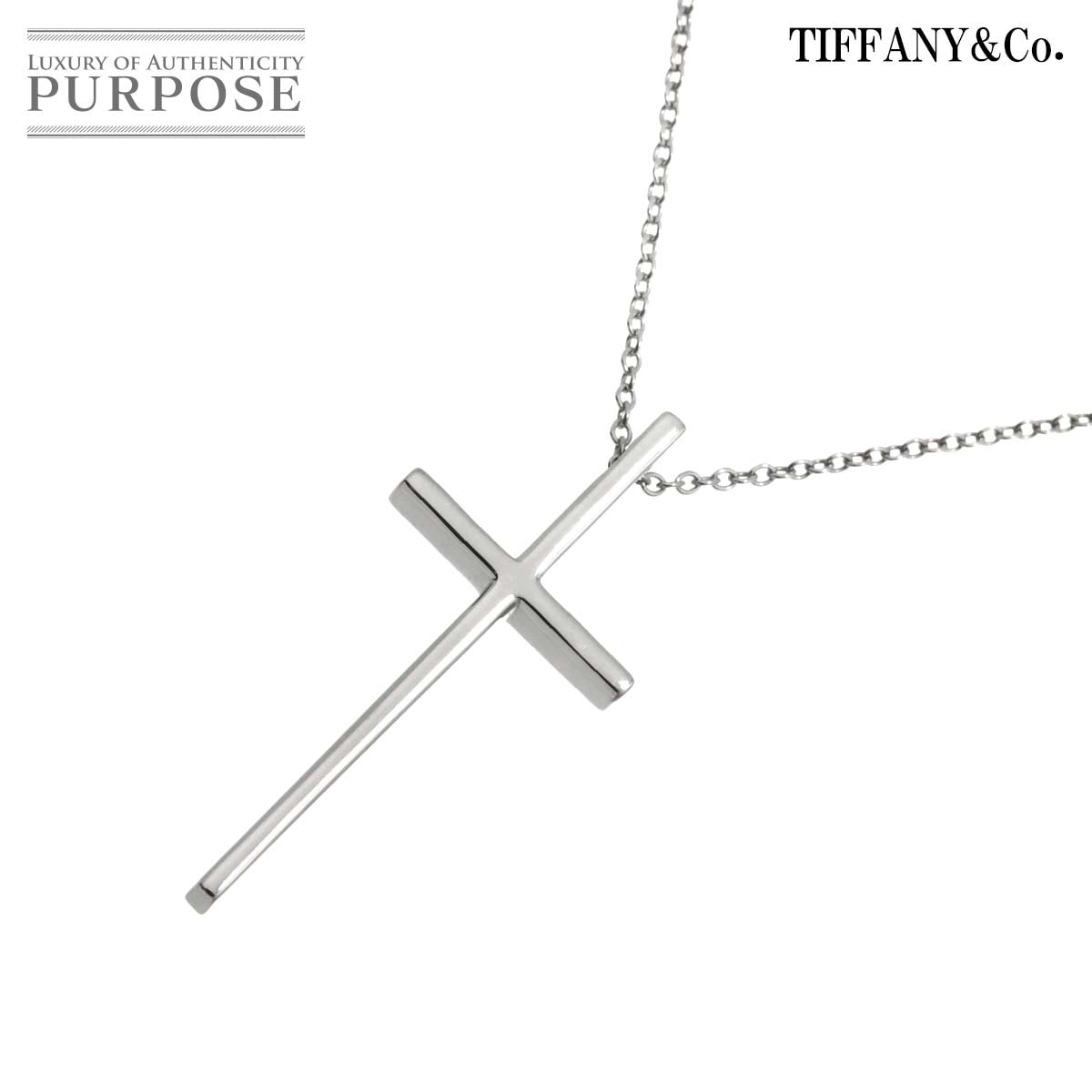 TIFFANY&Co. クロス ネックレス 41cm K18 WG ホワイトゴールド 750 Cross Necklace ティファニー 90312773
