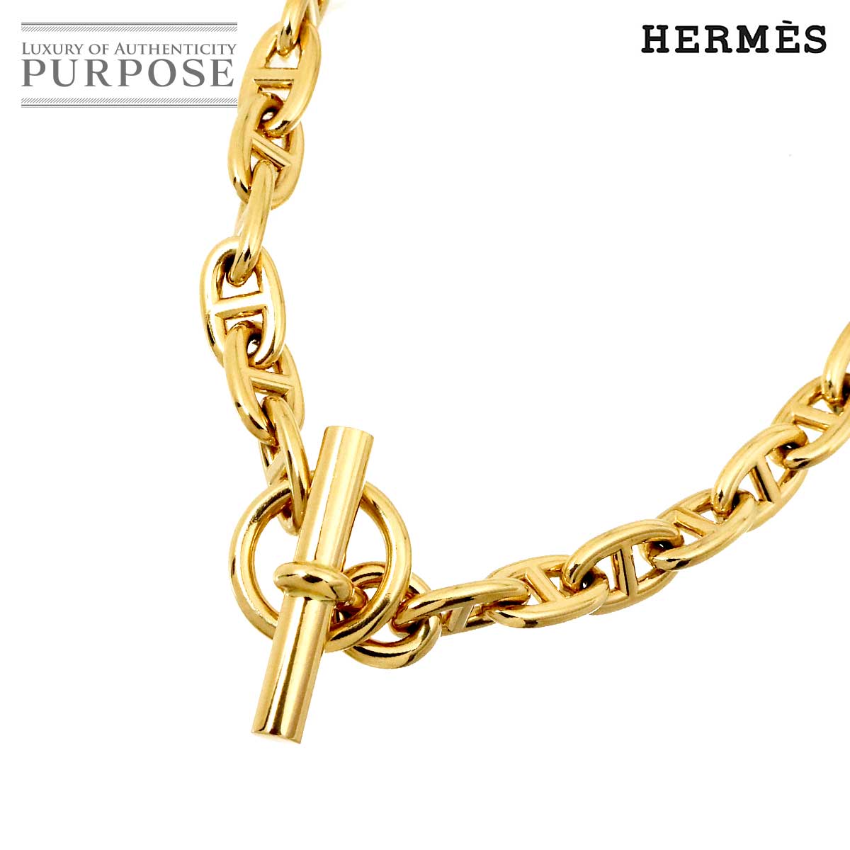 HERMES シェーヌダンクル MM ネックレス 36コマ 153.8g 43cm K18 YG イエローゴールド 750 Necklace【証明書付き】 エルメス 90315920