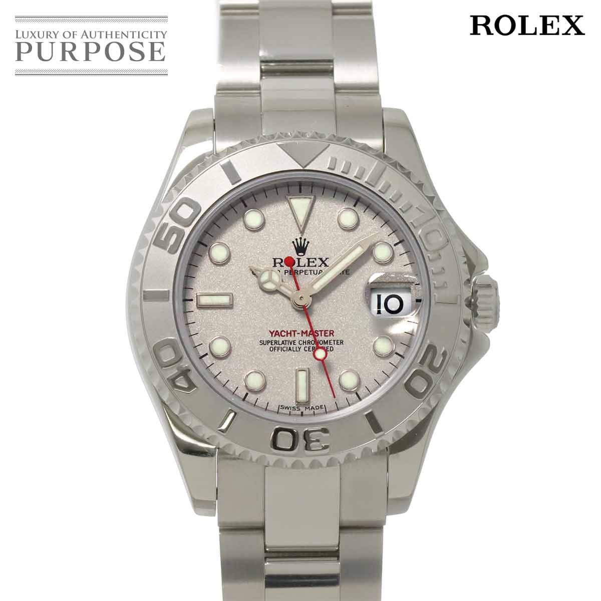 ROLEX ヨットマスター ロレジウム 168622 Y番 ボーイズ 腕時計 PT プラチナベゼル デイト オートマ 自動巻き ウォッチ Yacht-Master ロレックス 90315160