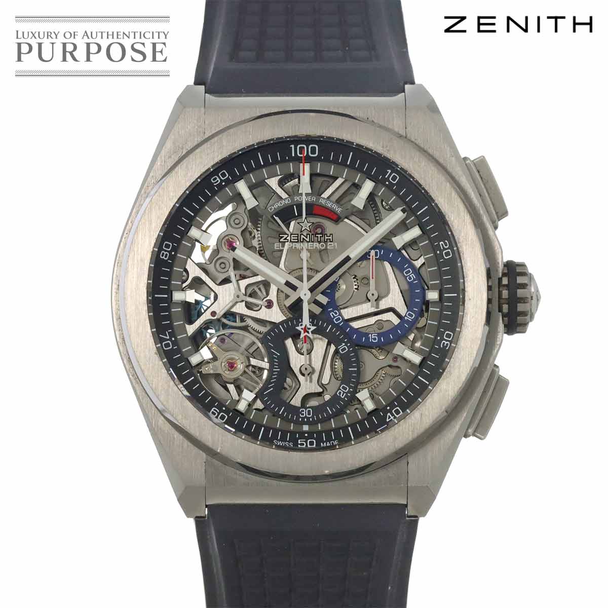 ZENITH デファイ エル プリメロ 21 95.9000.9004 クロノグラフ メンズ 腕時計 チタン スケルトン パワーリザーブ オートマ 自動巻き ウォッチ ゼニス 90315924