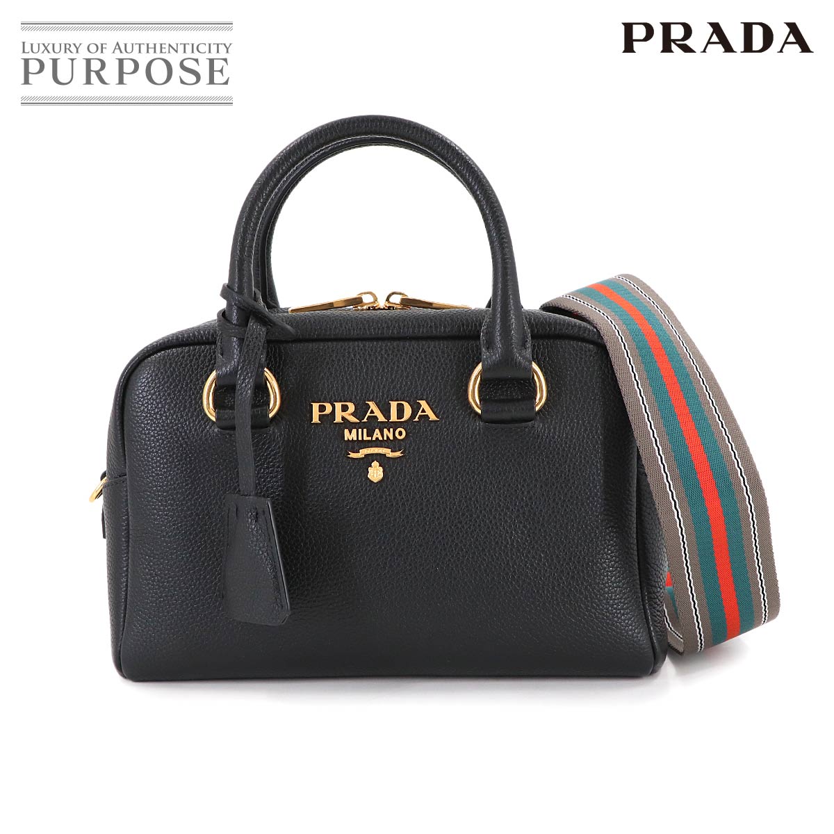 PRADA 2way ハンド ショルダー バッグ レザー ネロ ブラック 1BB108 ゴールド 金具 Hand Shoulder Bag プラダ 90313961