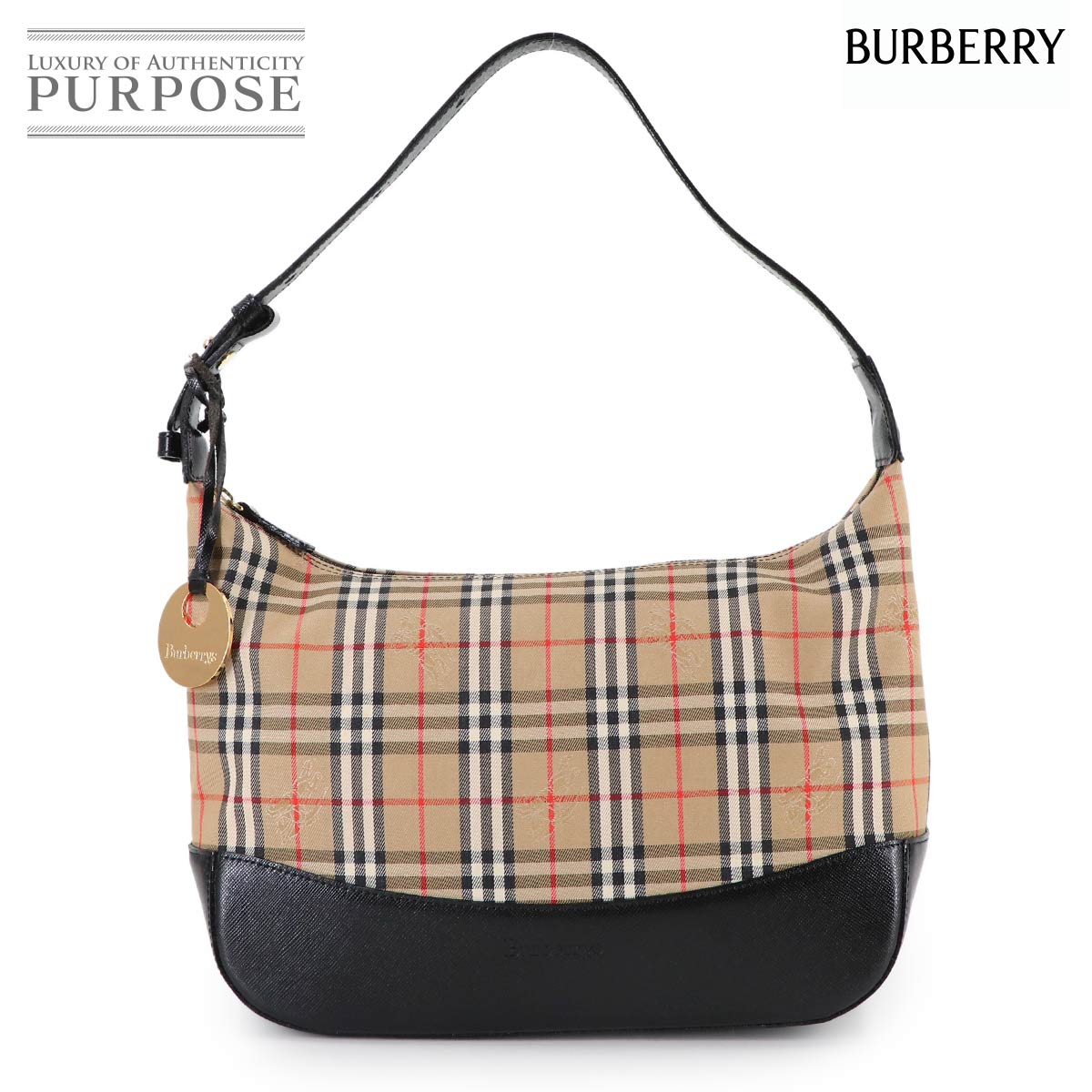 BURBERRY ヘイマーケットチェック ショルダー バッグ PVC レザー ブラウン ブラウン Shoulder Bag バーバリー 90314113