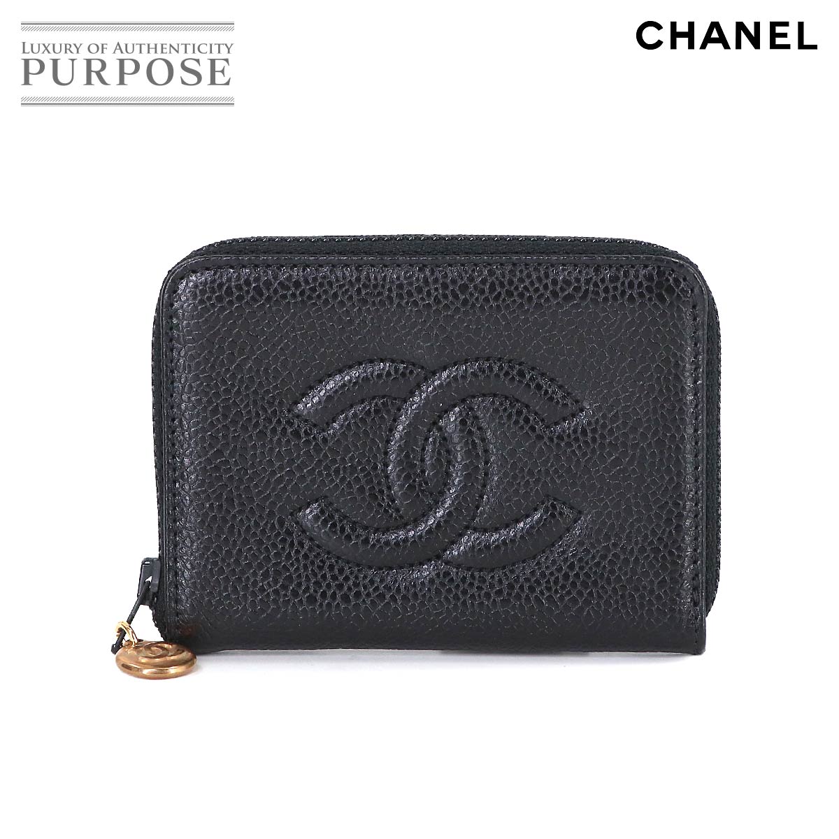 CHANEL ラウンドファスナー 6連 キーケース キャビアスキン レザー ブラック ゴールド 金具 Key Case シャネル 90314243