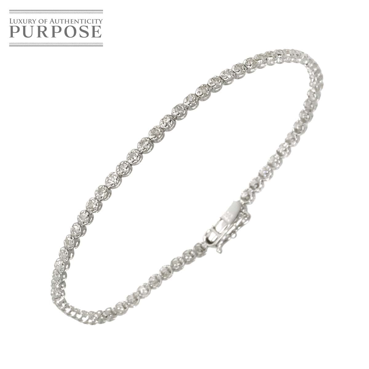 ダイヤ 1.00ct ブレスレット 17.5cm K18 WG ホワイトゴールド 750 Diamond Bracelet 90311938