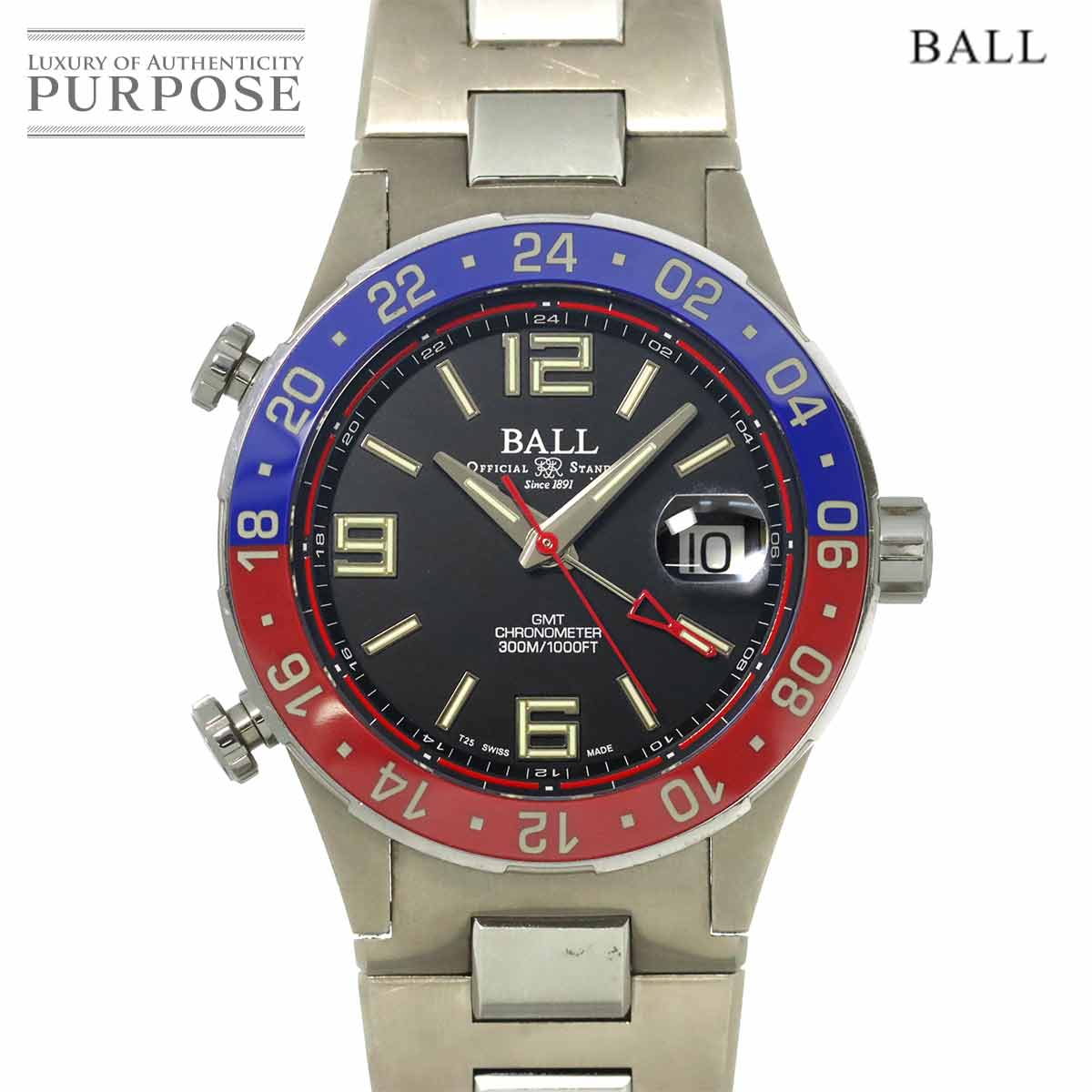 BALL ロードマスター パイロット GMT DG3038A 世界限定1000本 メンズ 腕時計 デイト ブラック 自動巻き Roadmaster ボール ウォッチ 90315910