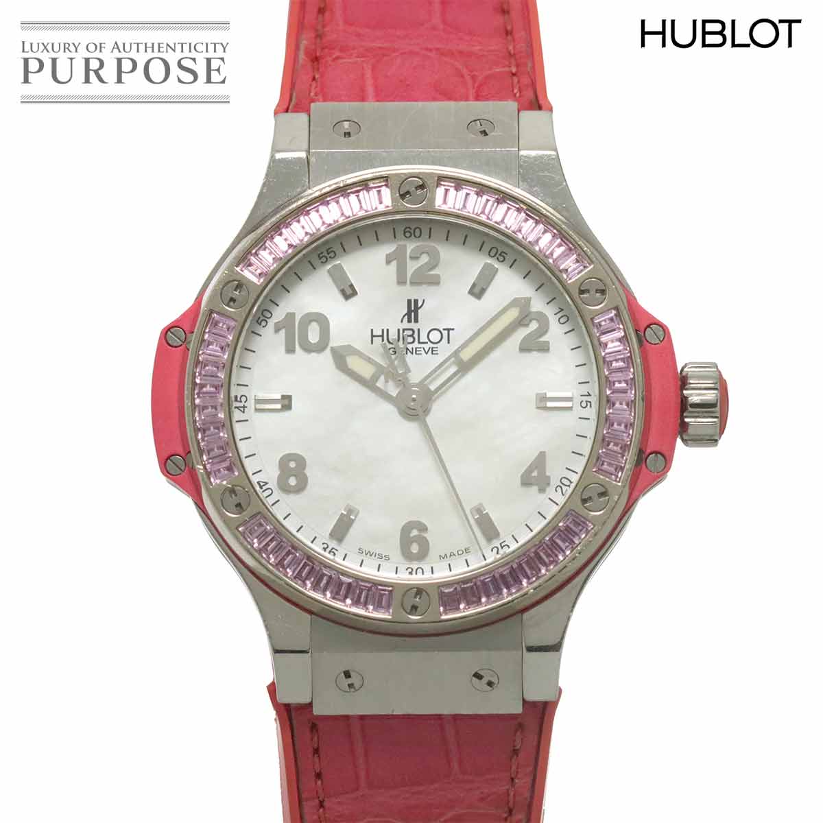 HUBLOT ビッグバン トゥッティフルッティ ローズ 361 SP 6010 LR 1933 ピンクサファイヤベゼル ボーイズ 腕時計 ホワイトシェル クォーツ ウォッチ Tutti Frutti Rose ウブロ 90315914