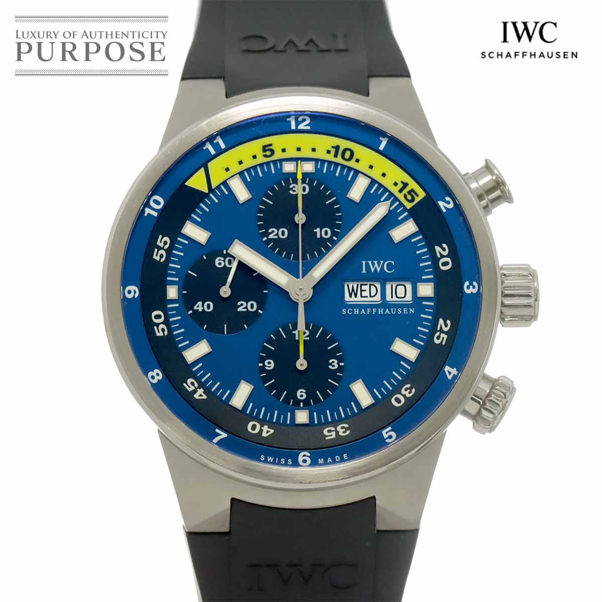 IWC アクアタイマー クロノグラフ クストーダイバー IW378203 メンズ 腕時計 デイデイト ブルー 自動巻き インターナショナル ウォッチ カンパニー 90316832