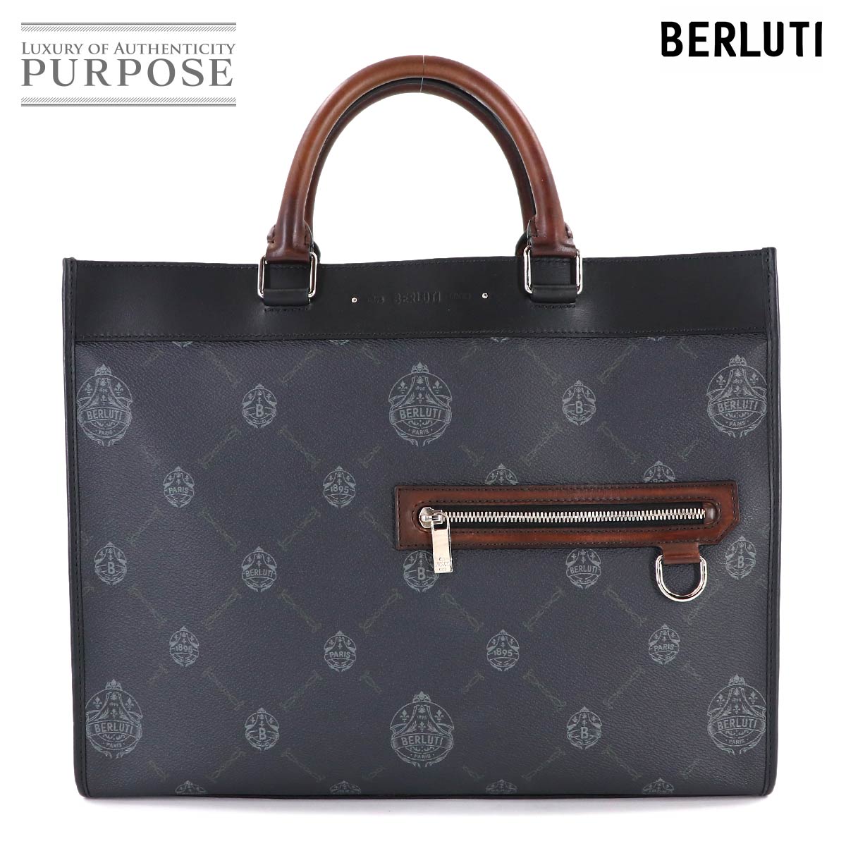 Berluti ウリス スモール 2way トート ショルダー バッグ PVC レザー ブラック ブラウン Ulysse Small ベルルッティ 90313124
