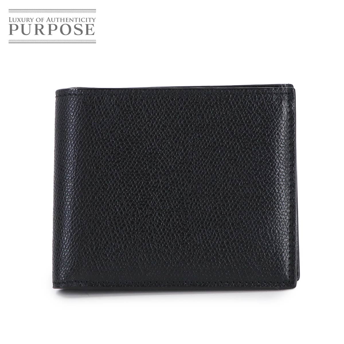 Valextra 二つ折り 財布 レザー ブラック シルバー 金具 SGNL0023028LRDWF99 Wallet ヴァレクストラ 90314525