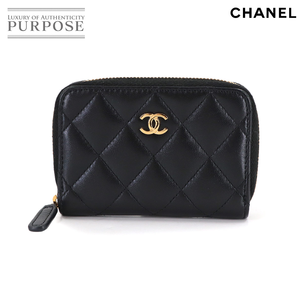 CHANEL マトラッセ コインケース 小銭入れ ラムスキン ブラック ココマーク AP0216 ゴールド 金具 Coin Purse シャネル 90315414