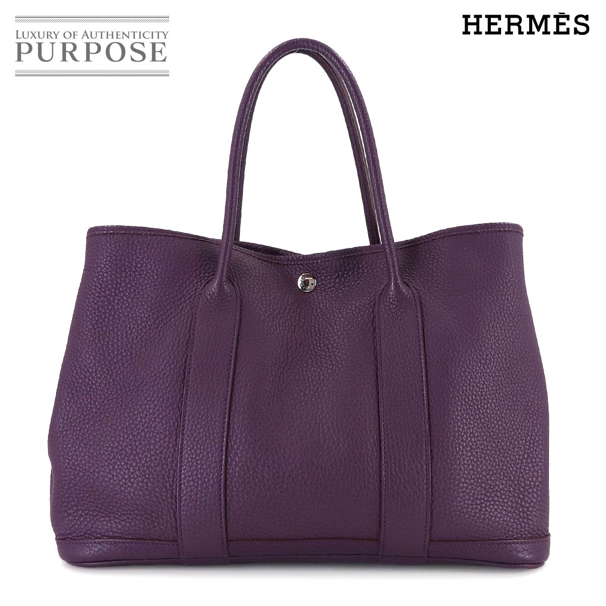 HERMES ガーデンパーティ 36 PM トート バッグ ネゴンダ カシス □P刻印 シルバー 金具 Garden Party PM エルメス 90316015