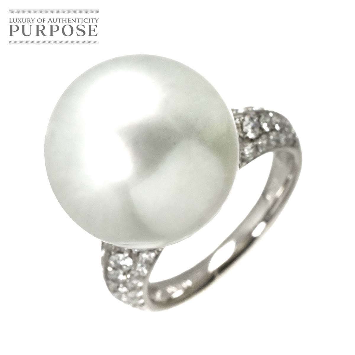 リング 13号 白蝶真珠 16.2mm ダイヤ 0.87ct Pt プラチナ パール 指輪 South Sea pearl Ring 90306255