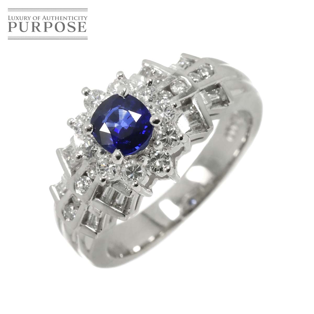 リング 11.5号 サファイヤ 0.57ct ダイヤ 0.65ct Pt プラチナ 指輪 Sapphire Ring 90311590