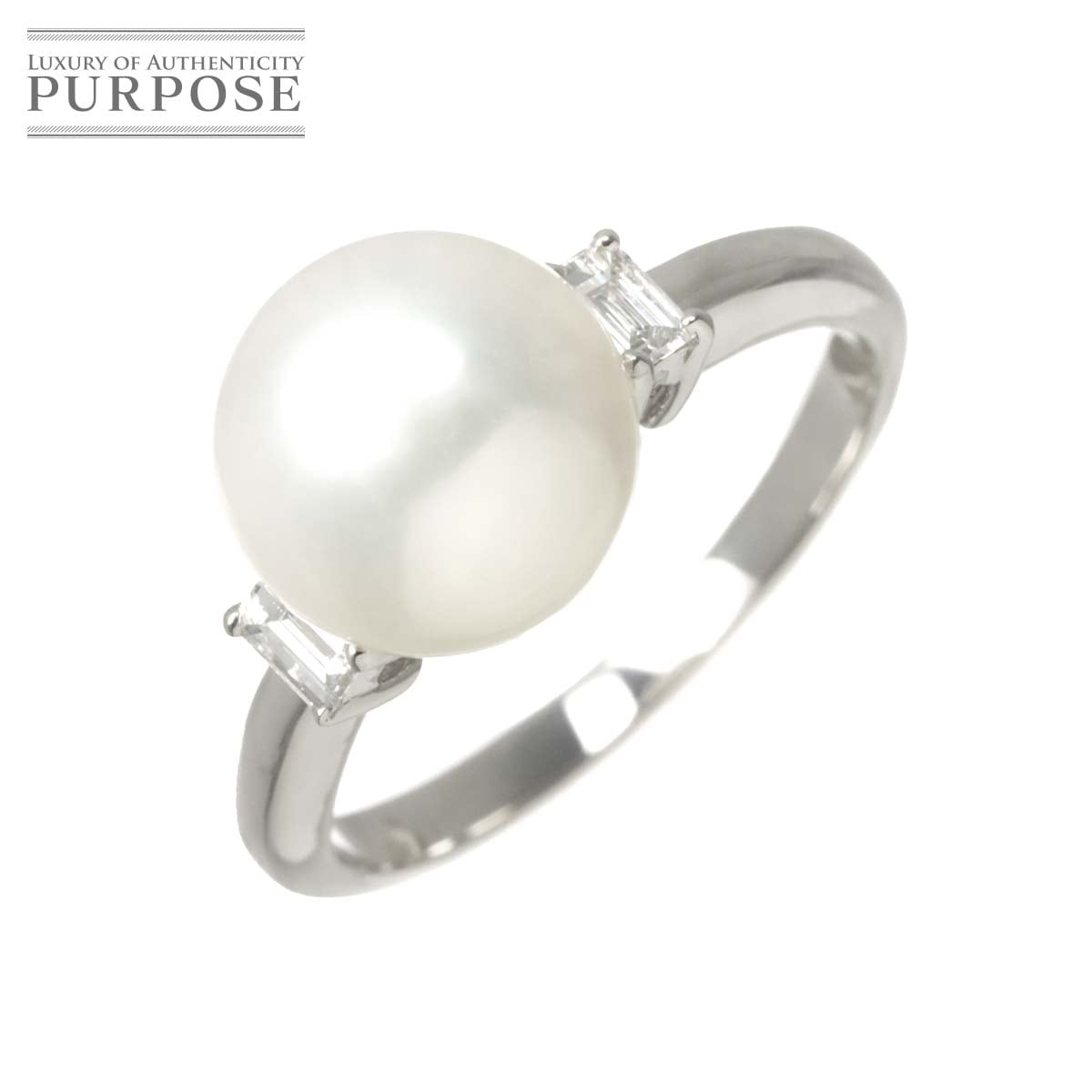 リング 13.5号 白蝶真珠 9.7mm ダイヤ 0.16ct Pt プラチナ パール 指輪 South Sea pearl Ring 90312175