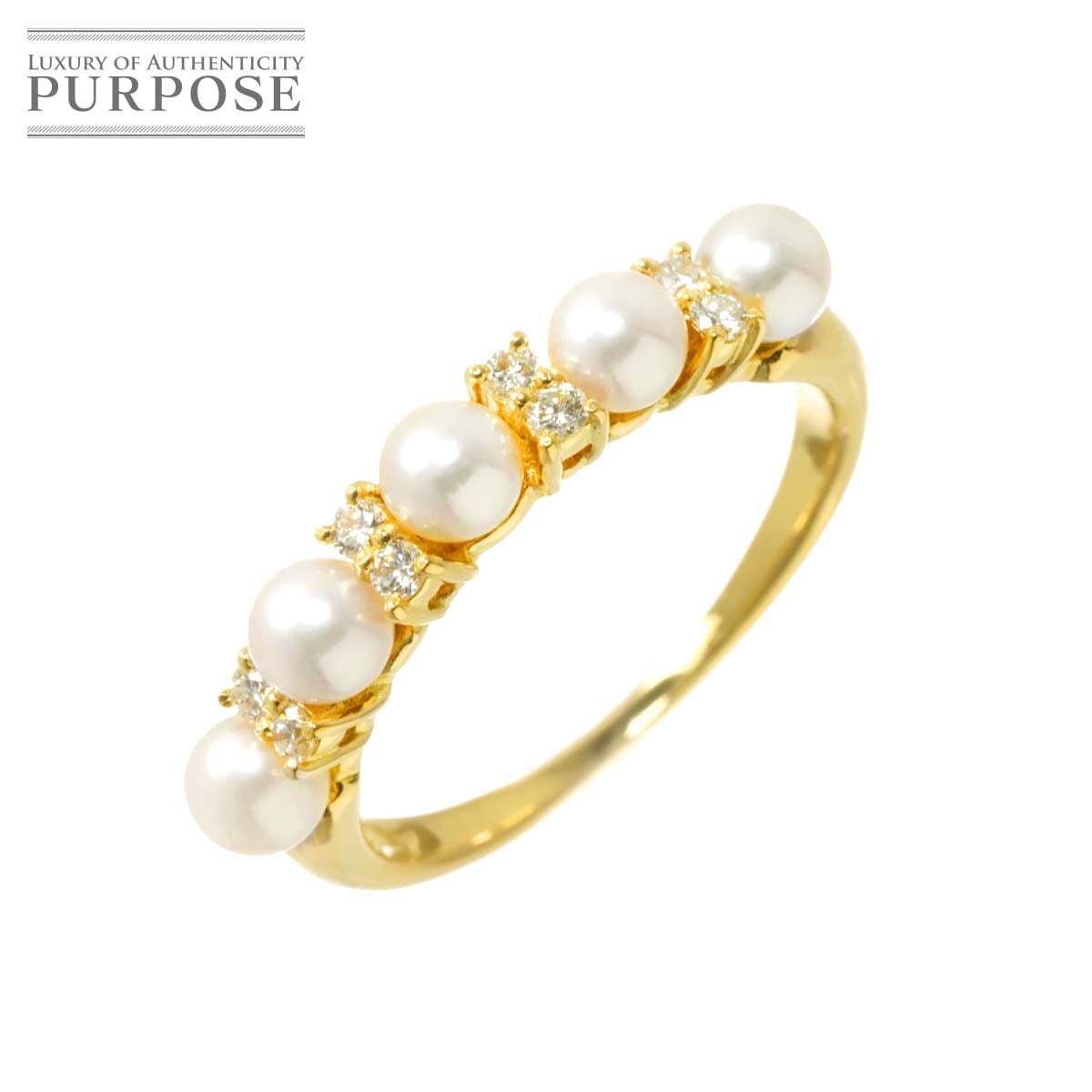 リング 16号 アコヤ真珠 4.0-4.1mm ダイヤ 0.16ct K18 YG イエローゴールド 750 パール 指輪 Pearl Ring 90316768