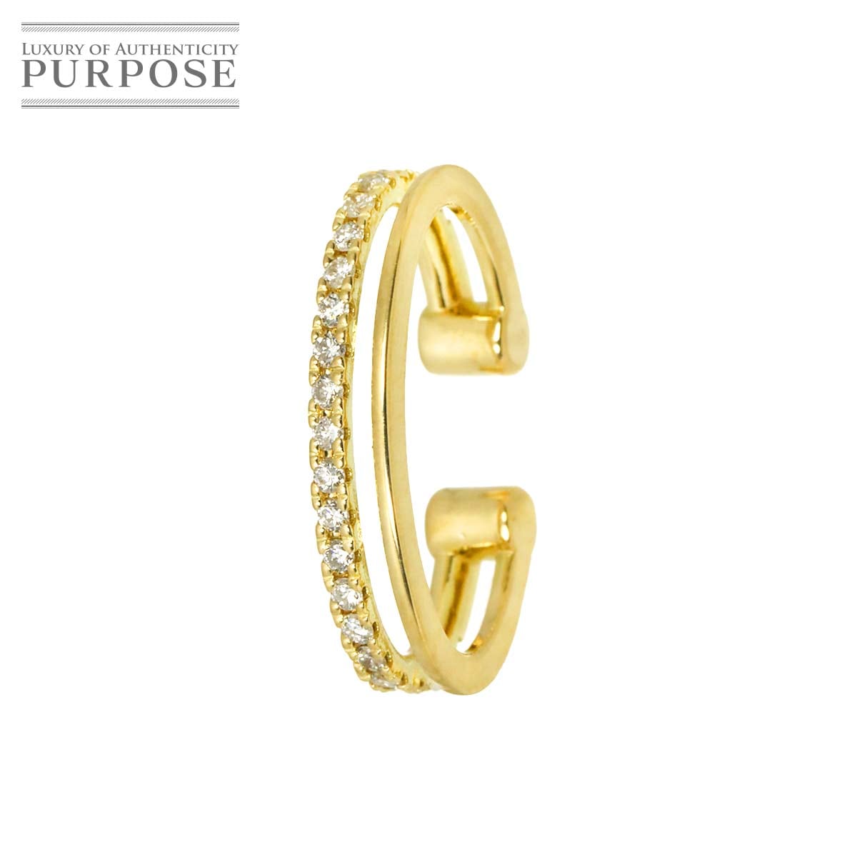 ダイヤ イヤリング イヤーカフ K18 YG イエローゴールド 750 片方のみ Diamond Earrings Clip on 90316770