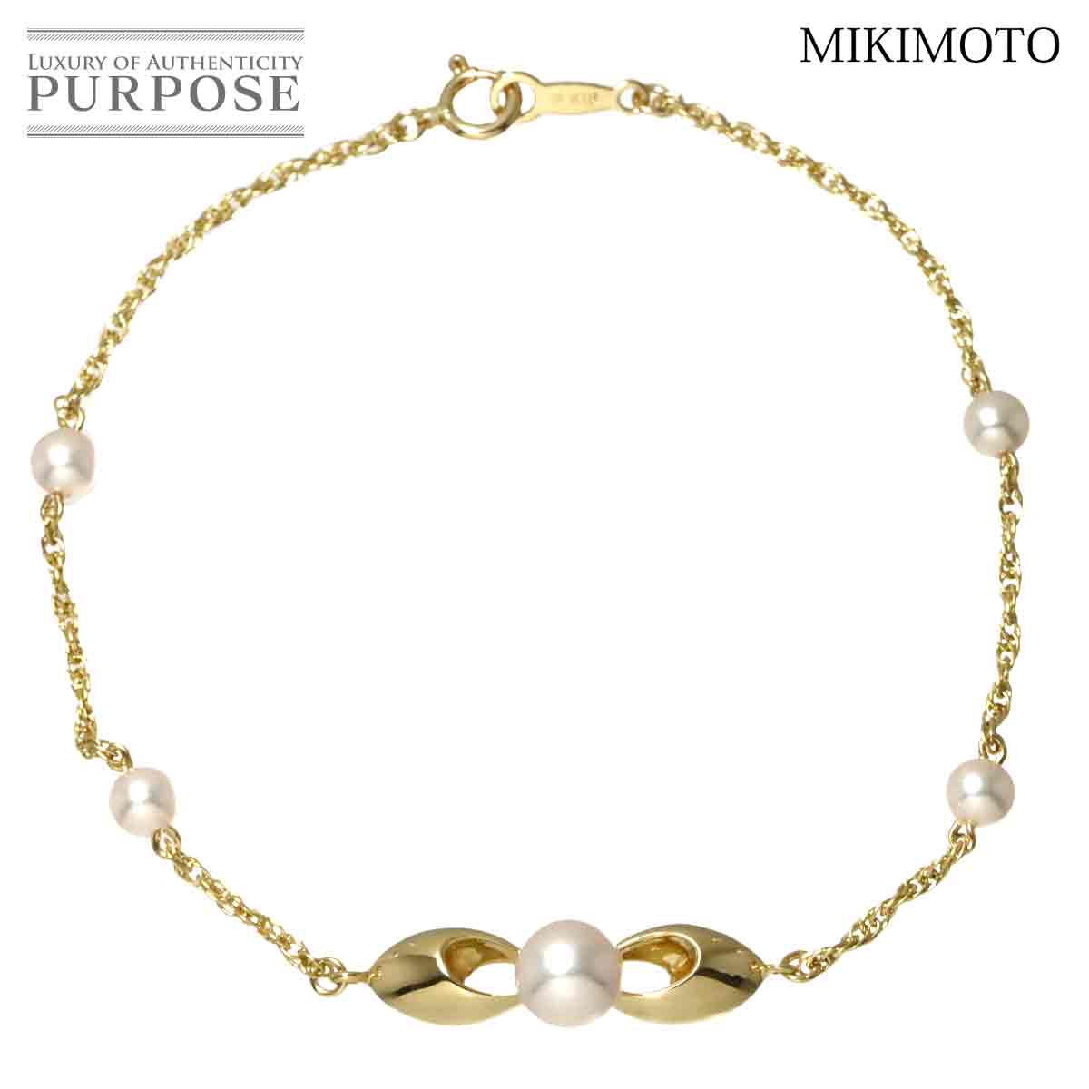 MIKIMOTO アコヤ真珠 6.2-4.0mm ブレスレット 17cm K18 YG イエローゴールド 750 パール Akoya Pearl Bracelet ミキモト 90311347