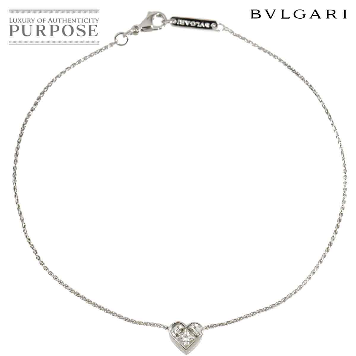 BVLGARI クオーレ ハート ダイヤ アンクレット ブレスレット 24cm K18 WG ホワイトゴールド 750 Diamond Bracelet ブルガリ 90311353