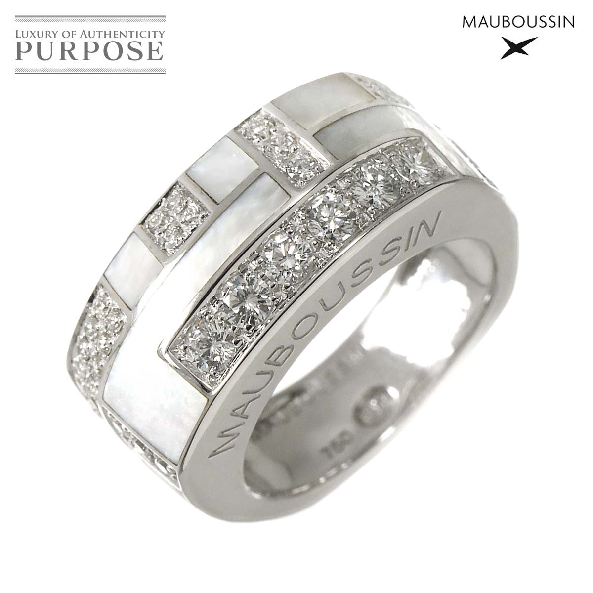 MAUBOUSSIN アンペルティノンス ベル トゥジュール 12号 リング ダイヤ シェル K18 WG ホワイトゴールド 750 指輪 Ring モーブッサン 90311480
