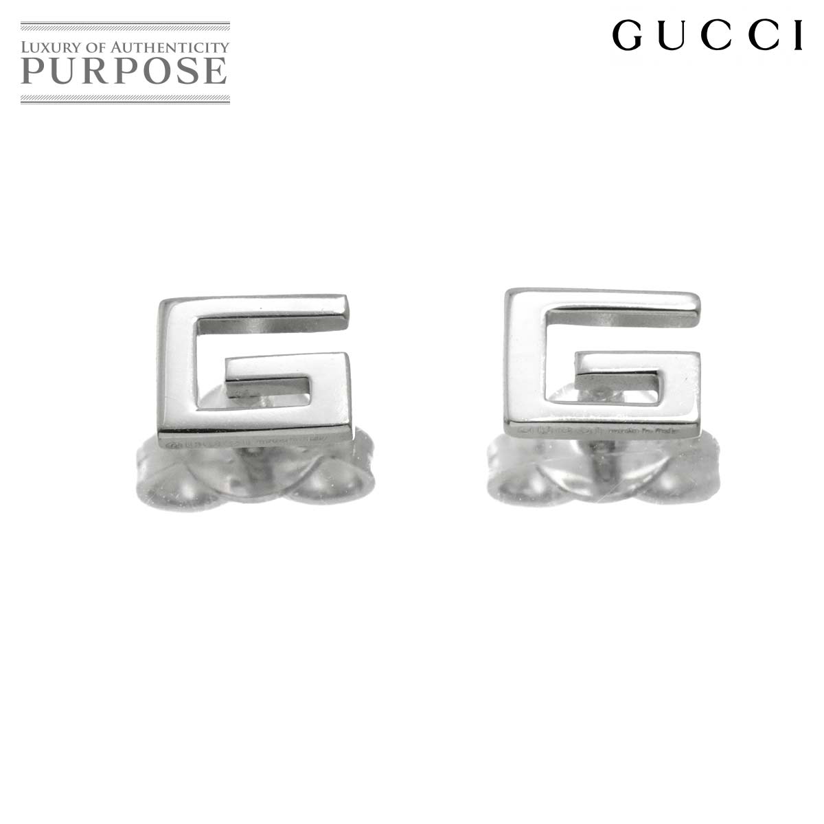 GUCCI G ロゴ ピアス K18 WG ホワイトゴールド 750 Earrings Pierced グッチ 90312766