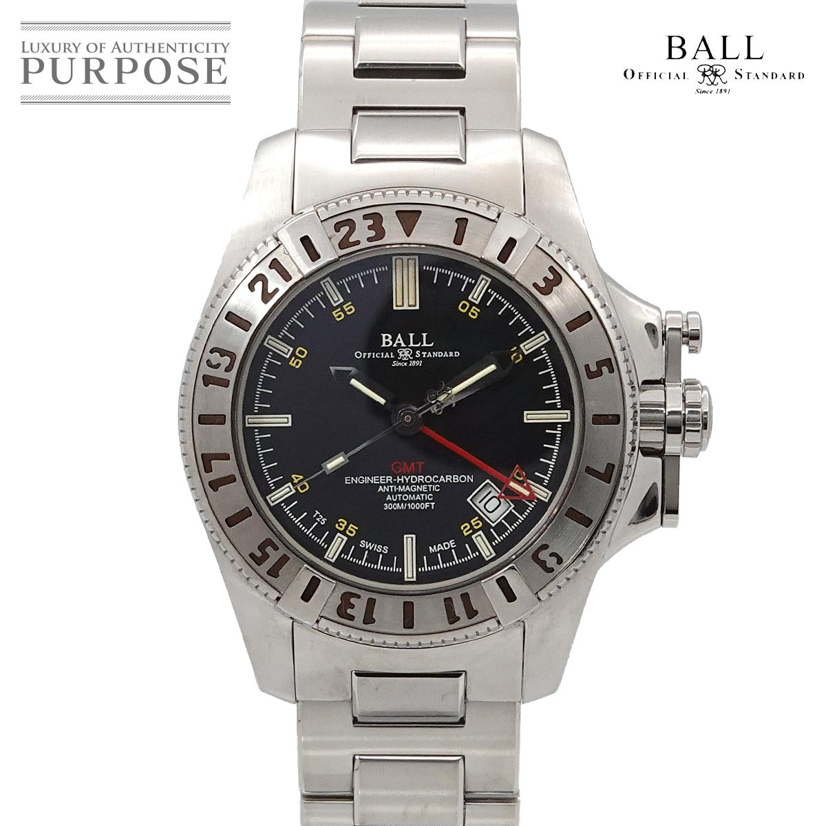 BALL エンジニア ハイドロカーボン GMT DG1016A メンズ 腕時計 デイト ブラック オートマ 自動巻き ウォッチ ボール 90316944