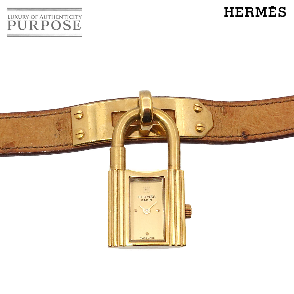 HERMES ケリーウォッチ ヴィンテージ レディース 腕時計 ゴールド クォーツ ウォッチ カデナ Kelly Watch エルメス 90317026