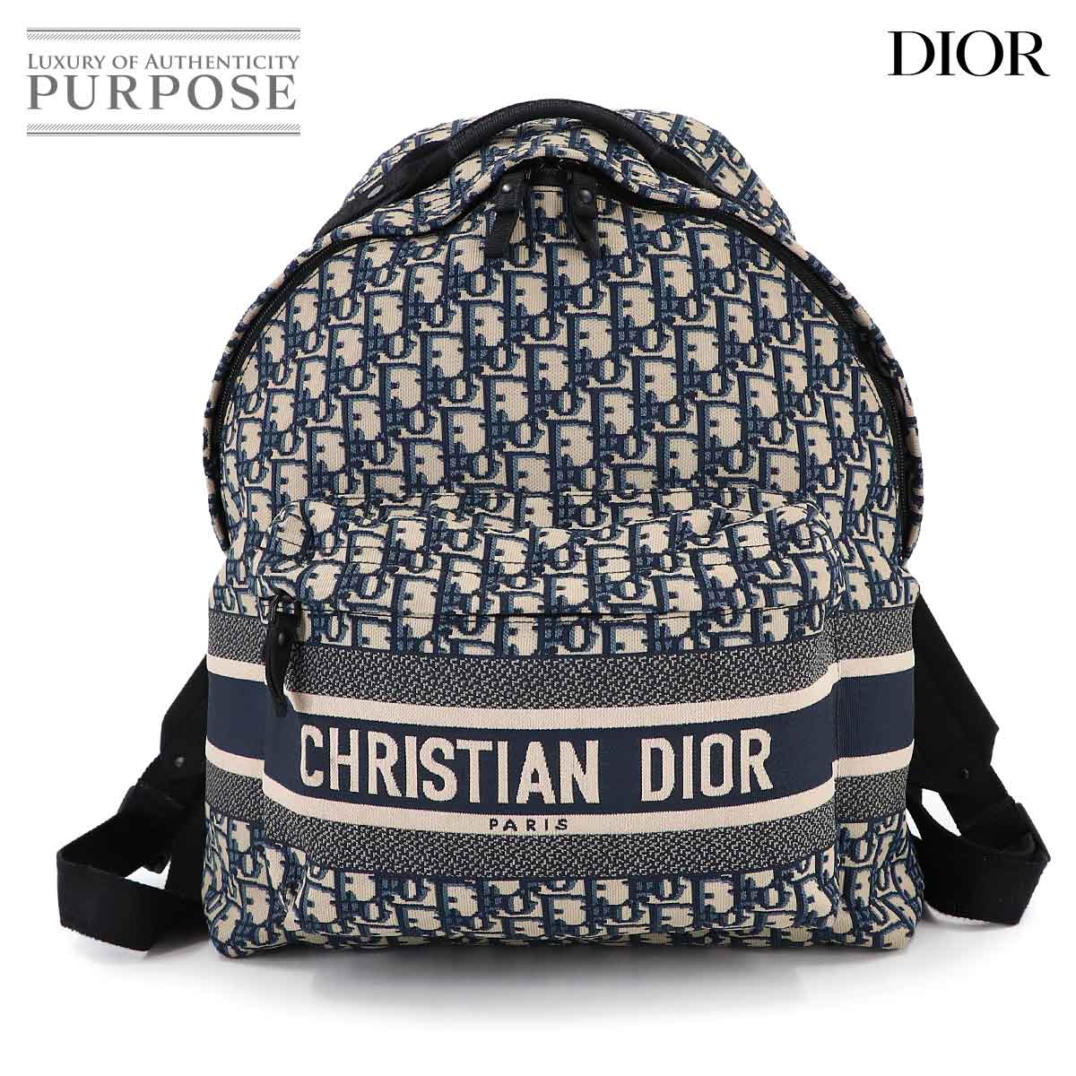 Christian Dior DIORTRAVEL オブリーク バックパック リュックサック キャンバス ネイビー M6104STZQ Oblique Backpack クリスチャン ディオール 90300600