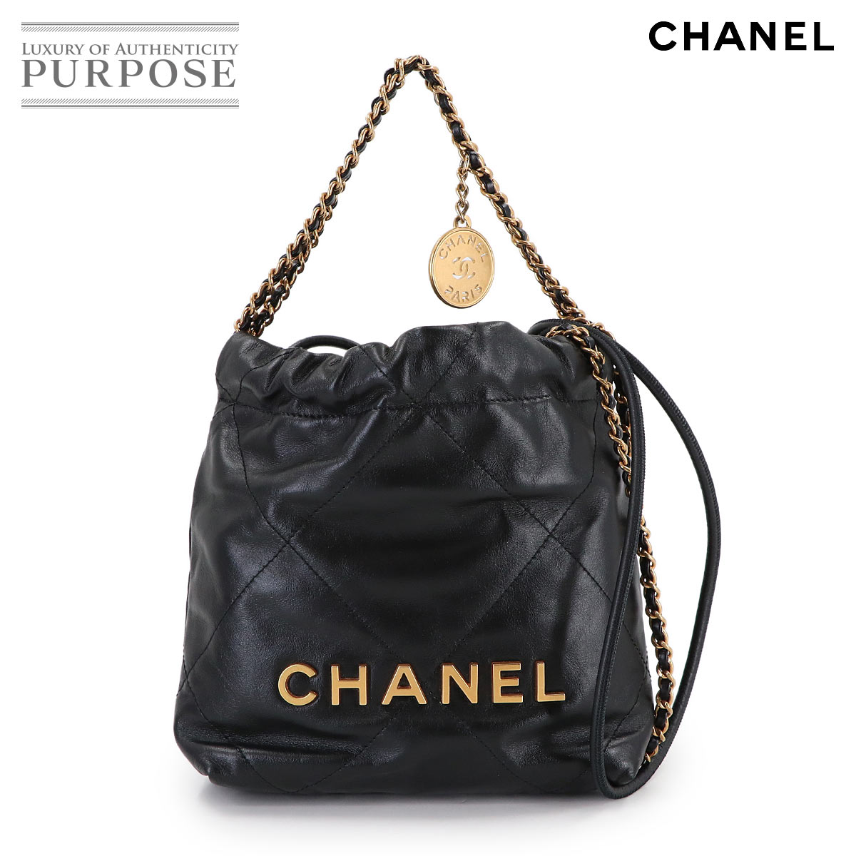 CHANEL 22 ミニ 2way チェーン ハンド ショルダー バッグ カーフスキン ブラック AS3980 CHANEL 22 Mini Bag シャネル 90313952