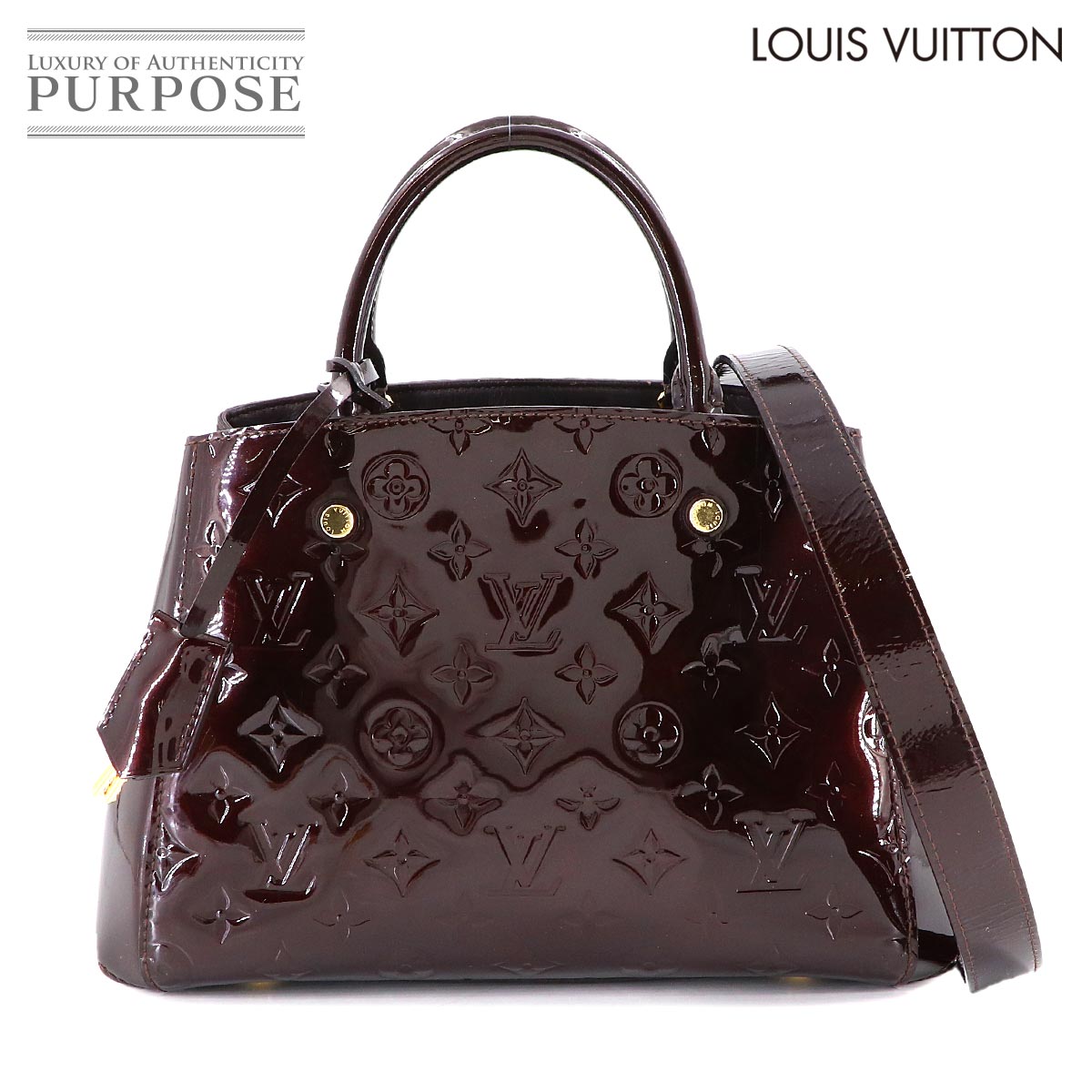 LOUIS VUITTON モノグラム ヴェルニ モンテーニュ BB 2way ハンド ショルダー バッグ レザー アマラント M50403 Montaigne ルイ ヴィトン 90314073