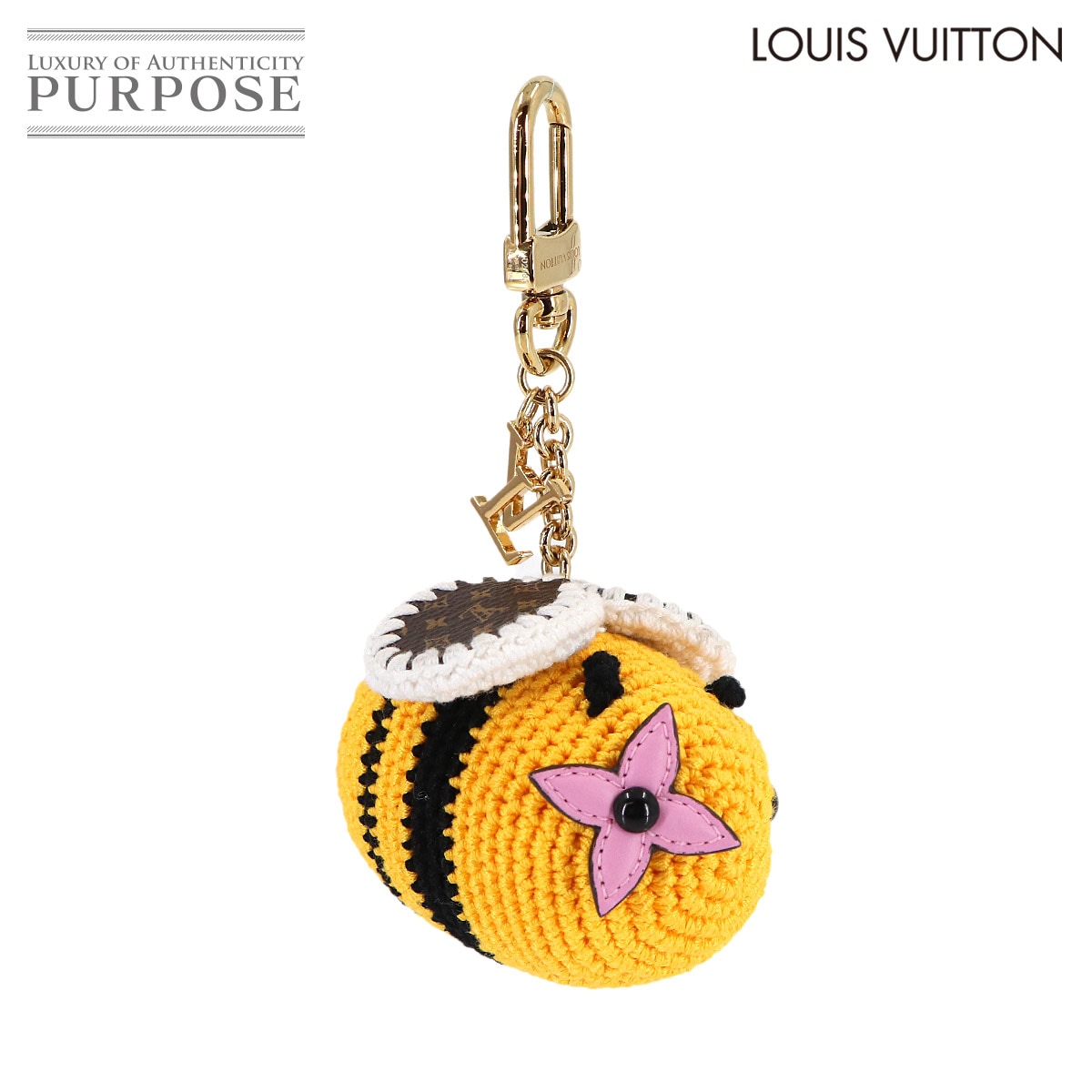 LOUIS VUITTON バッグチャーム ビー LV クロシェ キーホルダー コットン イエロー M02585 Bee LV Crochet Bag Charm ルイ ヴィトン 90316717